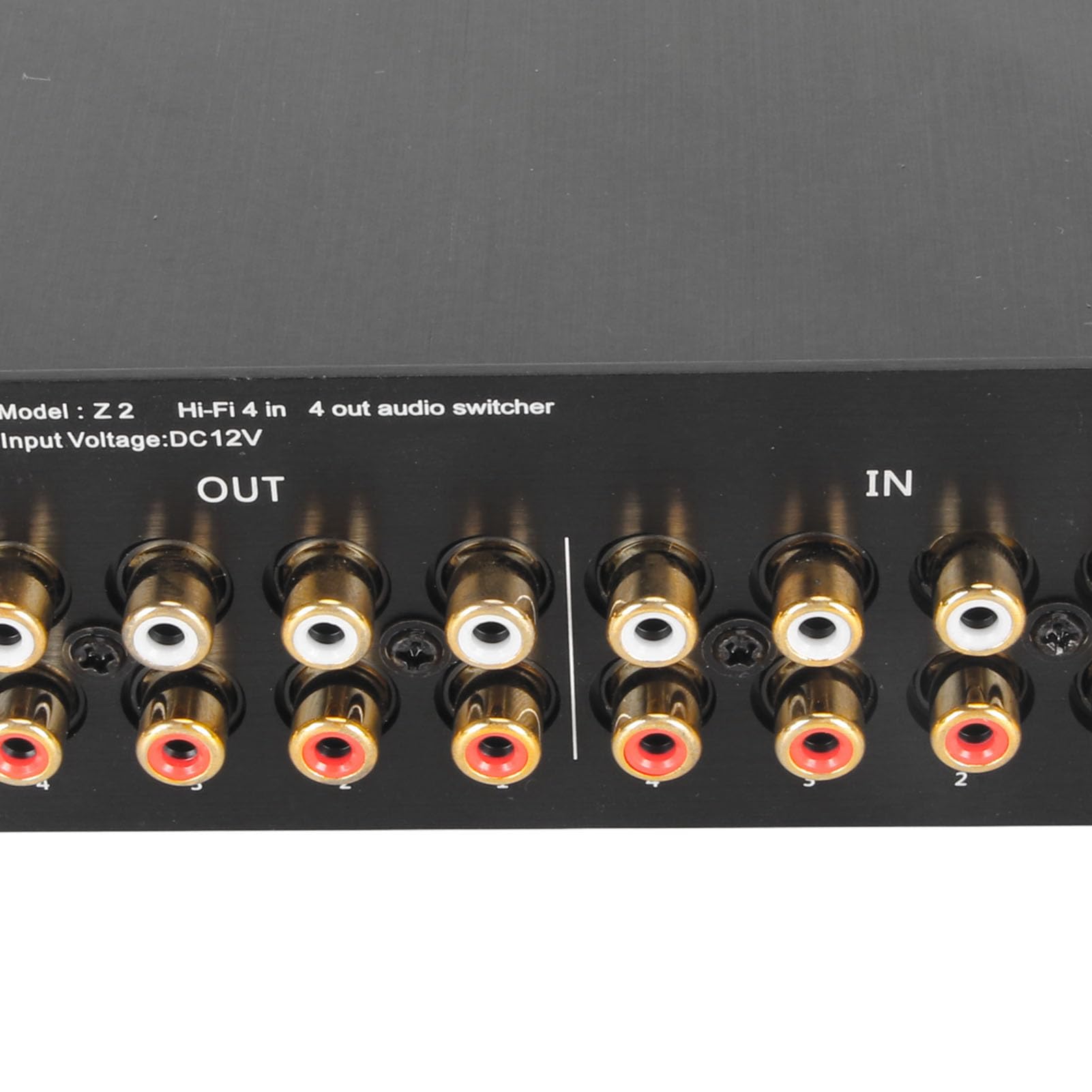 Conmutador de Sonido HiFi, Conmutador de Fuente de Señal de Sonido sin Pérdidas de Doble Canal 4 en 4 Salidas con Enchufe Chapado en Oro, Conmutación Silenciosa (Enchufe de