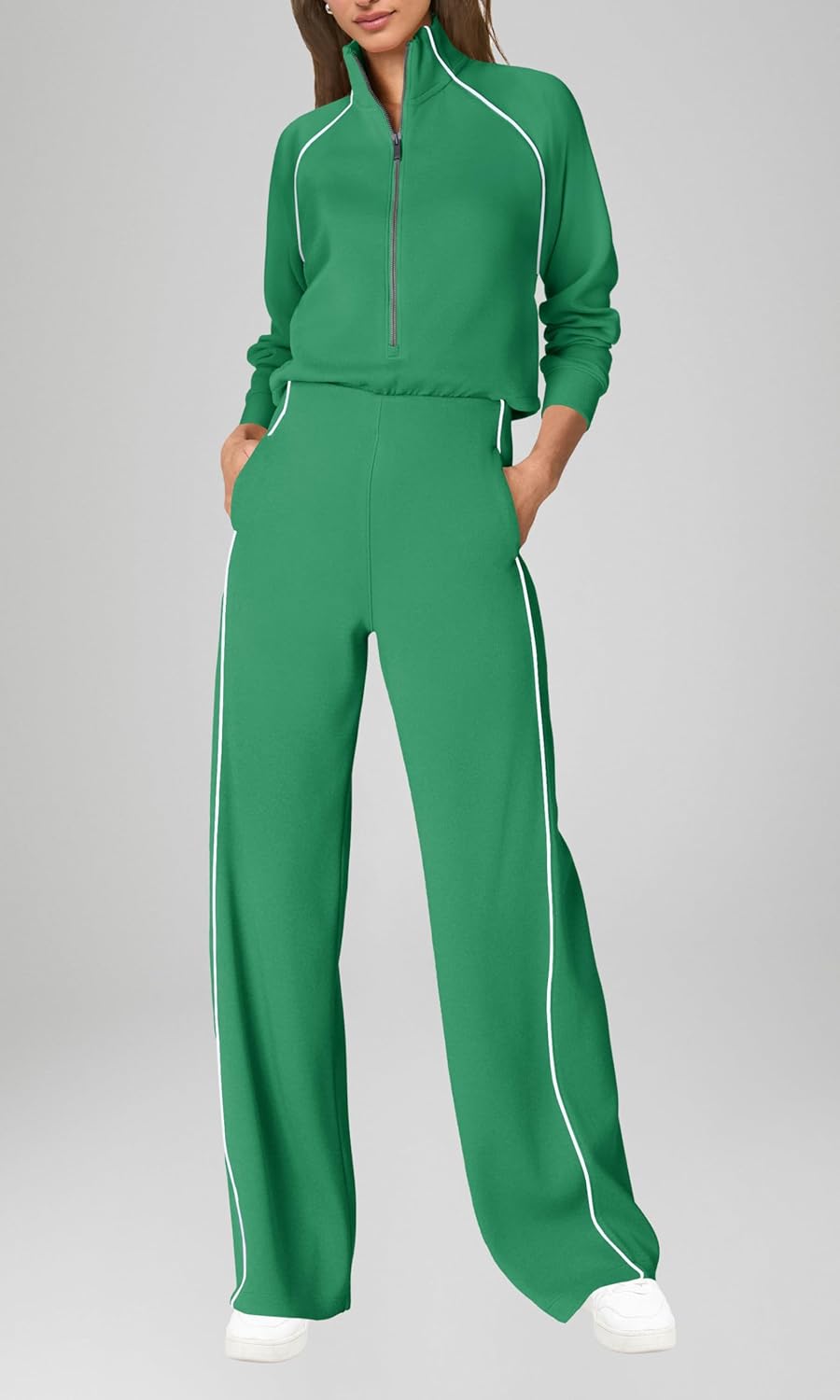 SENSERISE Womens Jumpsuits Casual Long Sleeve One Piece Jumpsuit Wide Leg Mock Neck Airport Travel Outfits with Pockets - Image 3