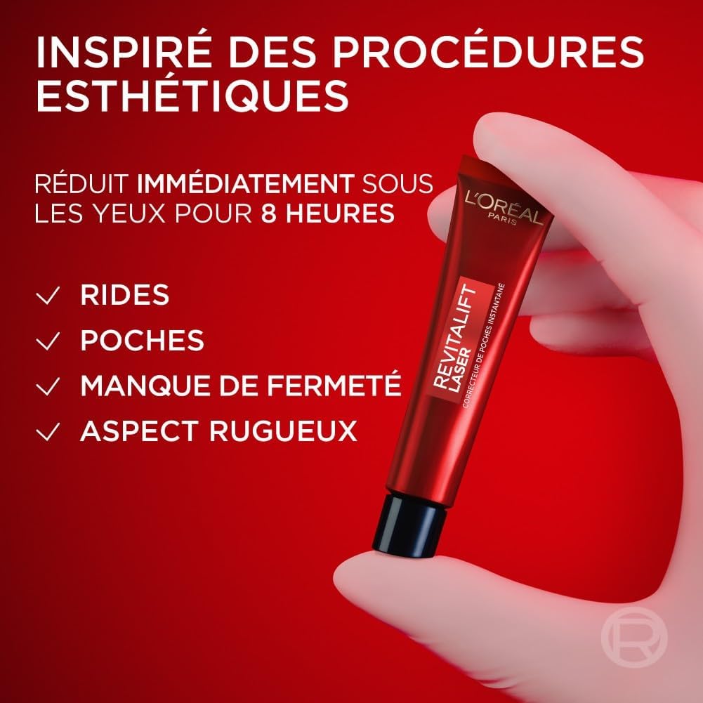 L'Oréal Paris Revitalift Laser Eye Bag Instant Eraser – Soin Contour des Yeux Anti-Âge 15 ml, Réduit Rides, Poches et Gonflements, Effet Liftant en 15 Minutes - Image détaillée