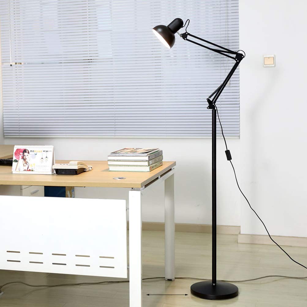Industrielle Stehlampe Dimmbar Mit Fernbedienung – 12W LED, Gelenkarm, Timer, E27, Schwarz, 175 Cm