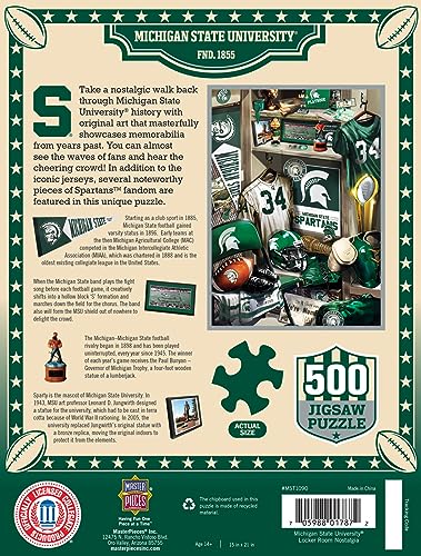 Image of MasterPieces Game Day 500 Piece Jigsaw Puzzle for Adults - NCAA Michigan State Spartans Locker Room - 15 inchx21 inch