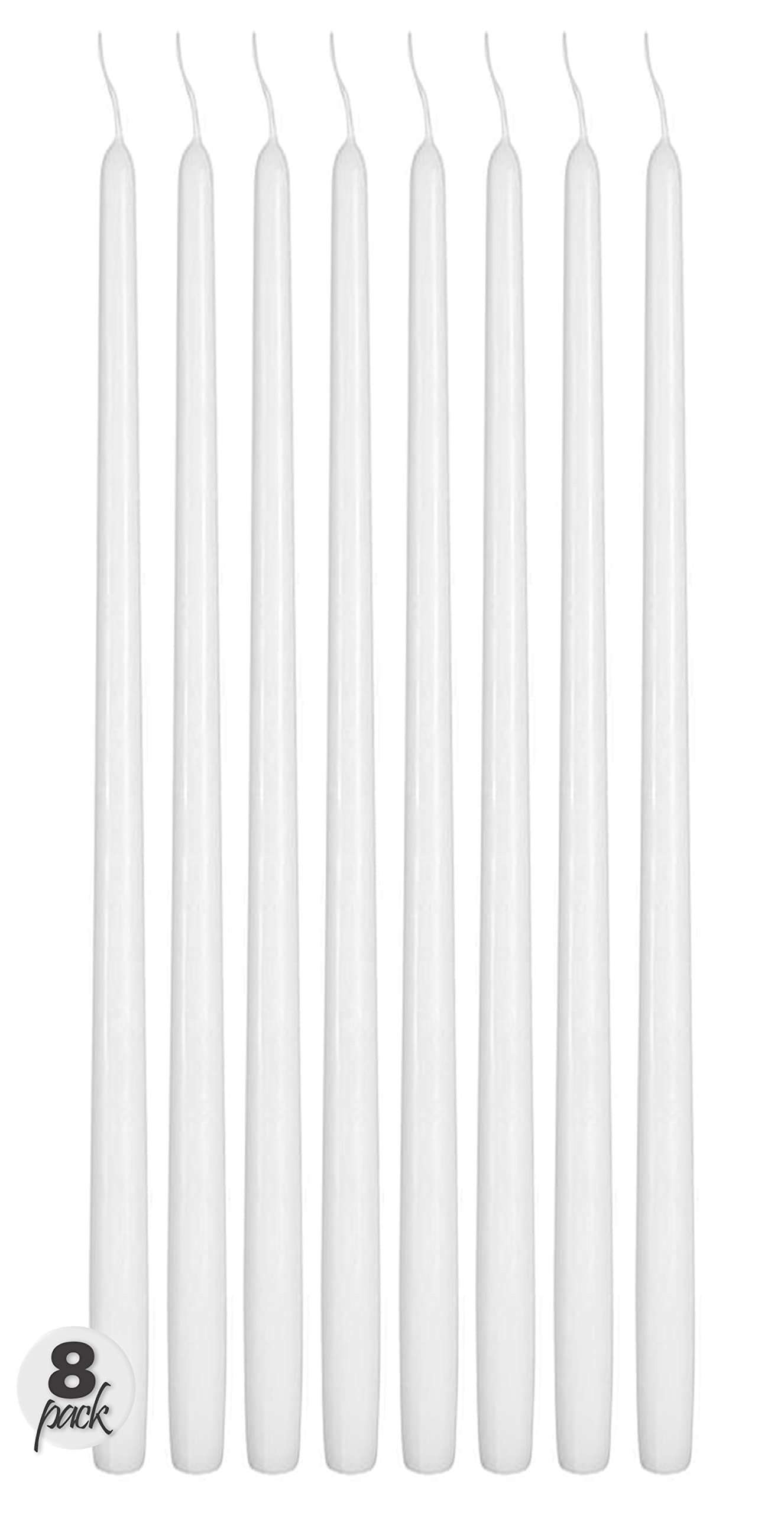Hyoola Candele Lunghe a Cono 50 cm - Candele Coniche Senza Profumo Antigoccia - Candele Bianche - Candele Lunga Durata 18 ore - Set Candele Affusolate da 8