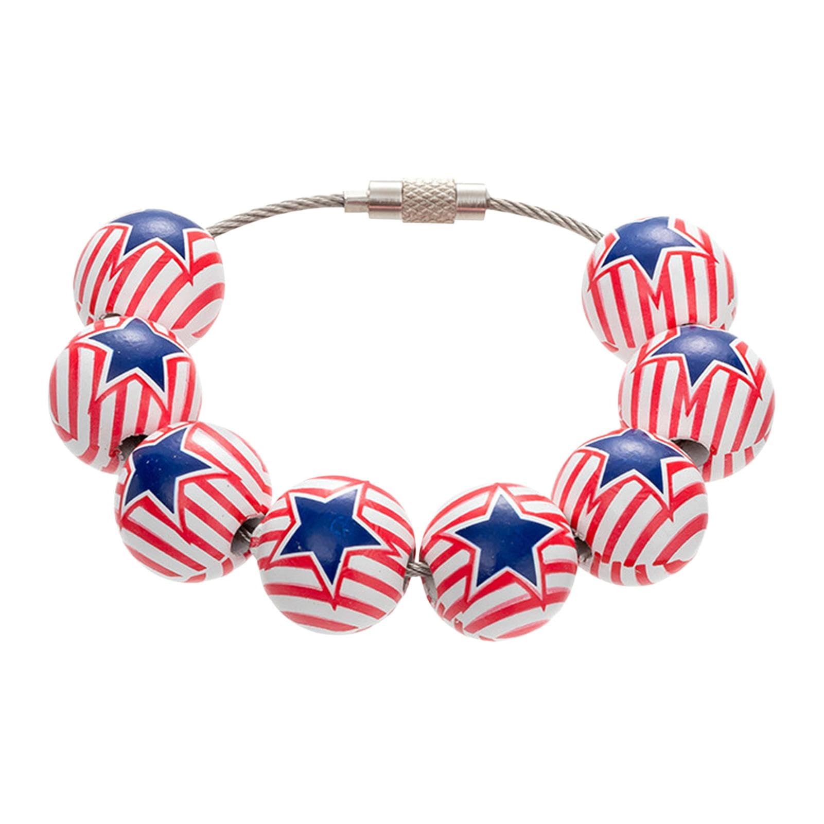 120 Perline In Legno Rosso, Bianco E Blu Per Il 4 Luglio | 16mm Con Foro 4mm | Fai Da Te Patriottico