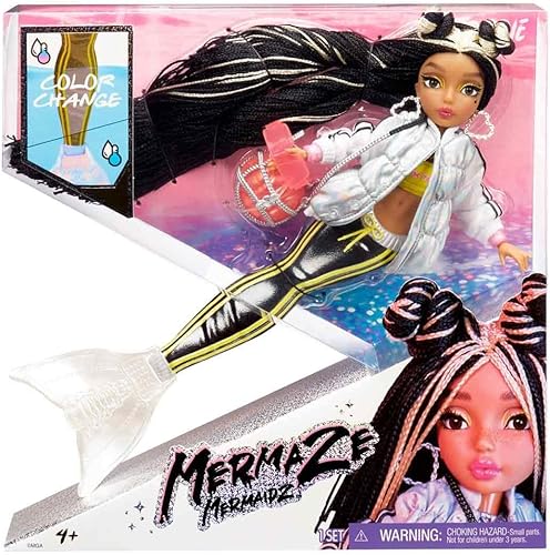 Miniatura 4 de MERMAZE MERMAIDZ Muñeca de moda Jordie con traje de diseñador y accesorios pelo elegante y cola esculpida posable regalo de juguete para niñas y