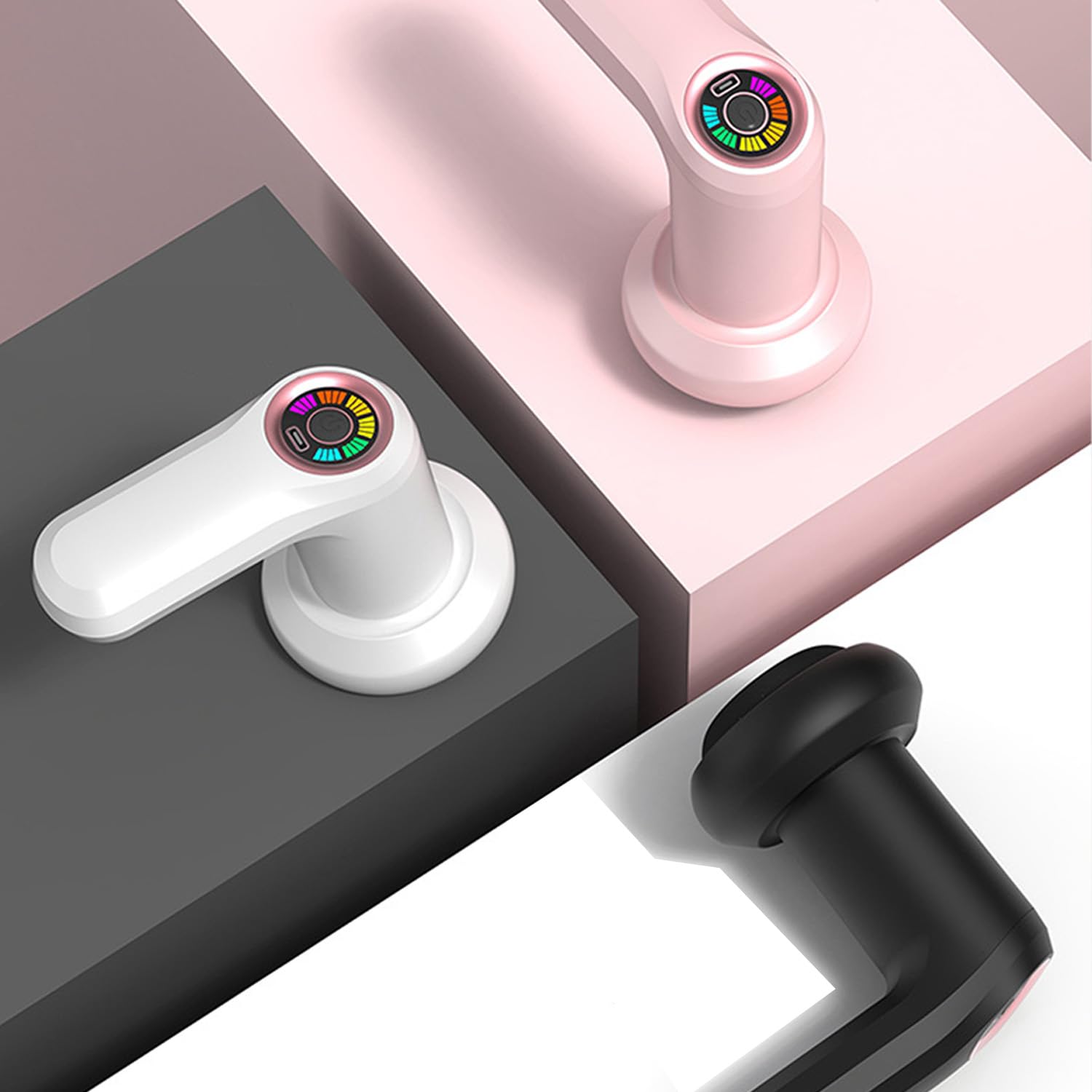 Tragbares Handmassagegerät - Multifunktionales Nacken-, Rücken- und Schultermassagegerät, geräuscharmes Design, 4 Geschwindigkeitsstufen, integrierter Akku, erhältlich in Weiß/Schwarz/Rosa