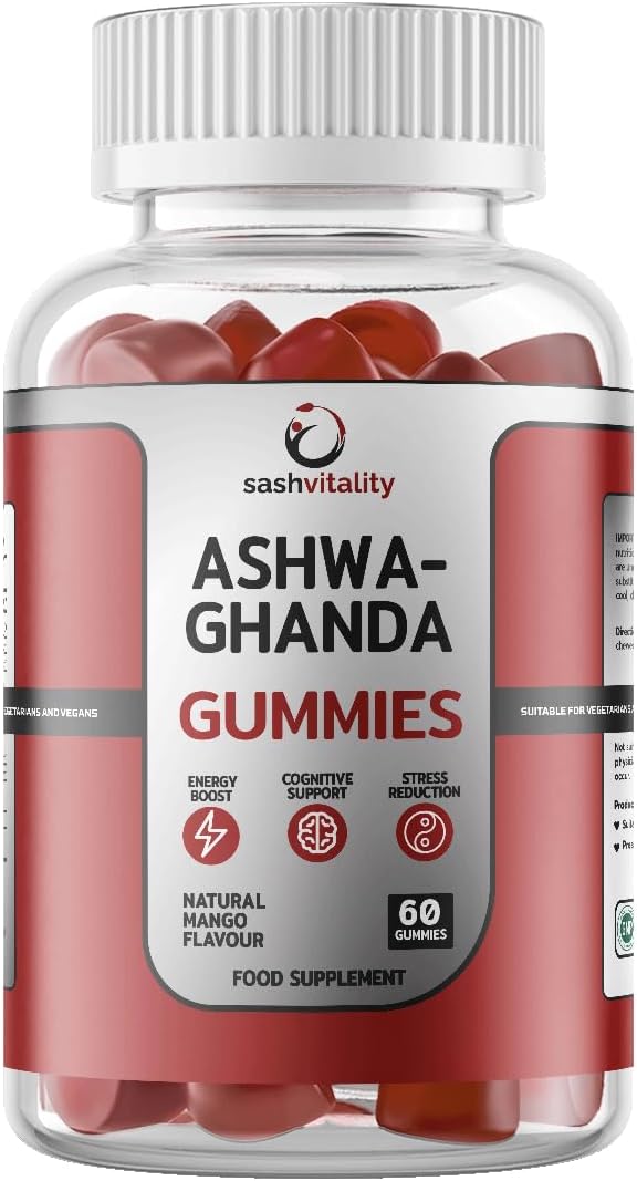 Ashwagandha Gummies | High Strength 1390mg | 60 Count & Vitamin B6, Lavender, Chamomile | Natural Mango Flavor | Stress Relief, Immunity, Cognitive Support | Vegan, Gluten, & Free Non-GMO