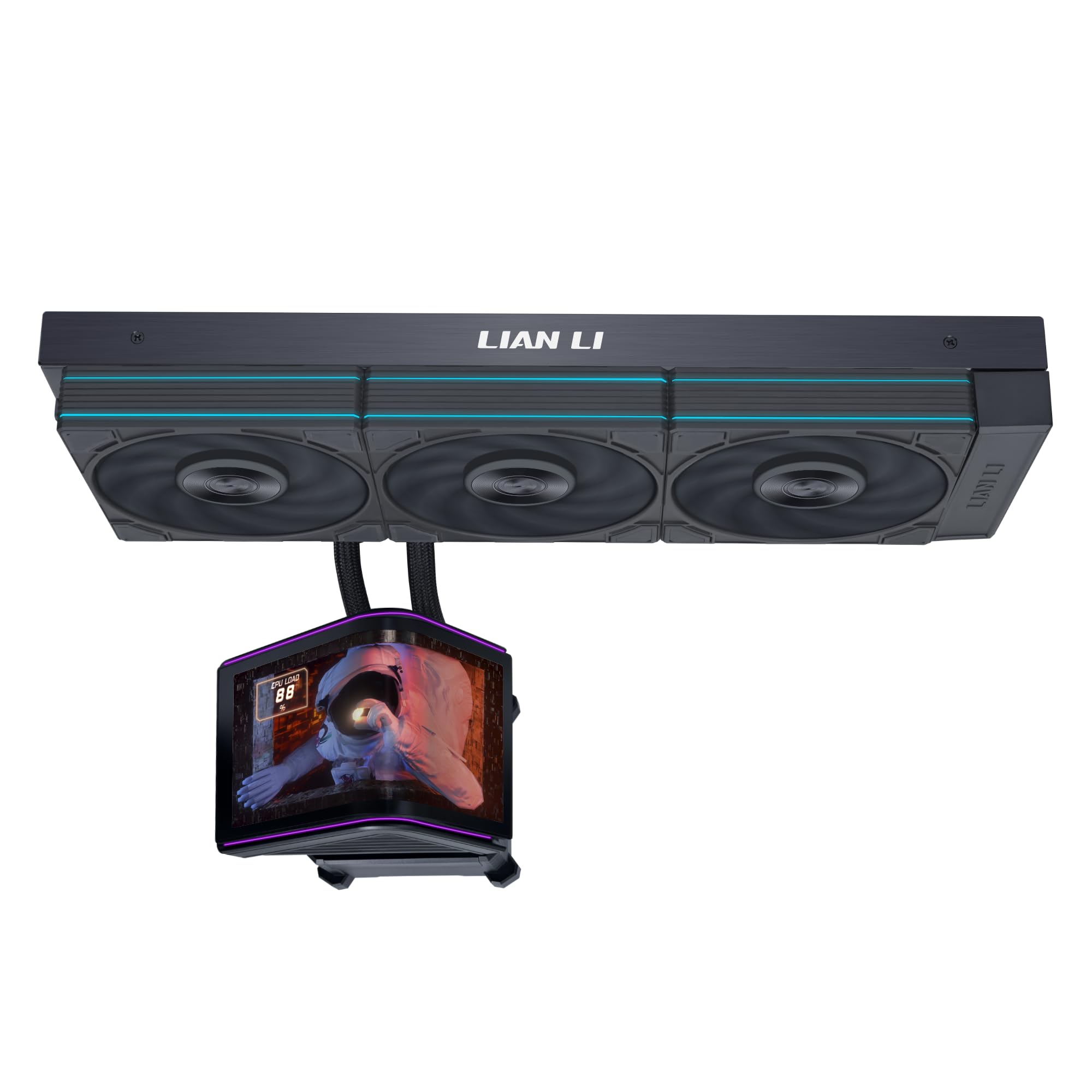 Lian Li Hydroshift II OLED Curved 360P28 V2 - Enfriador líquido para CPU - AIO de 360 mm - Ventiladores P28V2 de 3 x 120 mm - Pantalla de 6.66 pulgadas - Efectos de animación 3D - Daisy-Chain, LGA