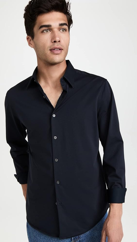 【新品】theory シャツ　Structure Knit Sylvain Amazon.com: Theory Men's Sylvain Structured Shirt, Eclipse, Blue