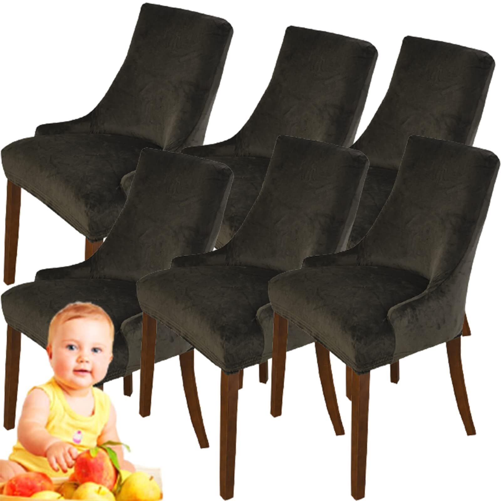 NMVAWIPT Velvet Wingback Chair Covers, Stretch Slipcovers, Removable Furniture Protector, For Hotel Wedding Banquet(#14,6pcs)