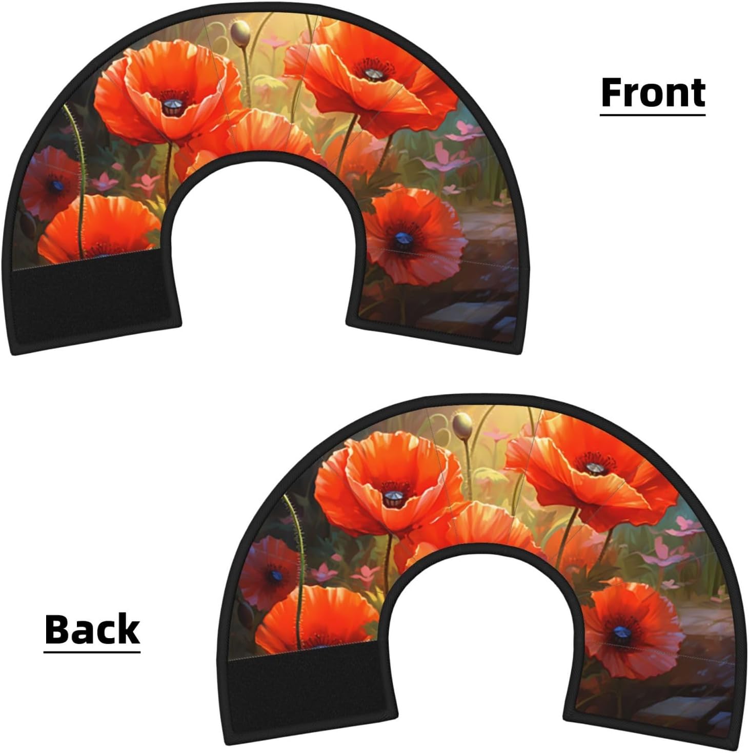 Custom Pet Cones - Unique Design Cat & Dog Cone, Collar for Post-Surgery Recovery, Adjustable Neck Poppy Flowers Large