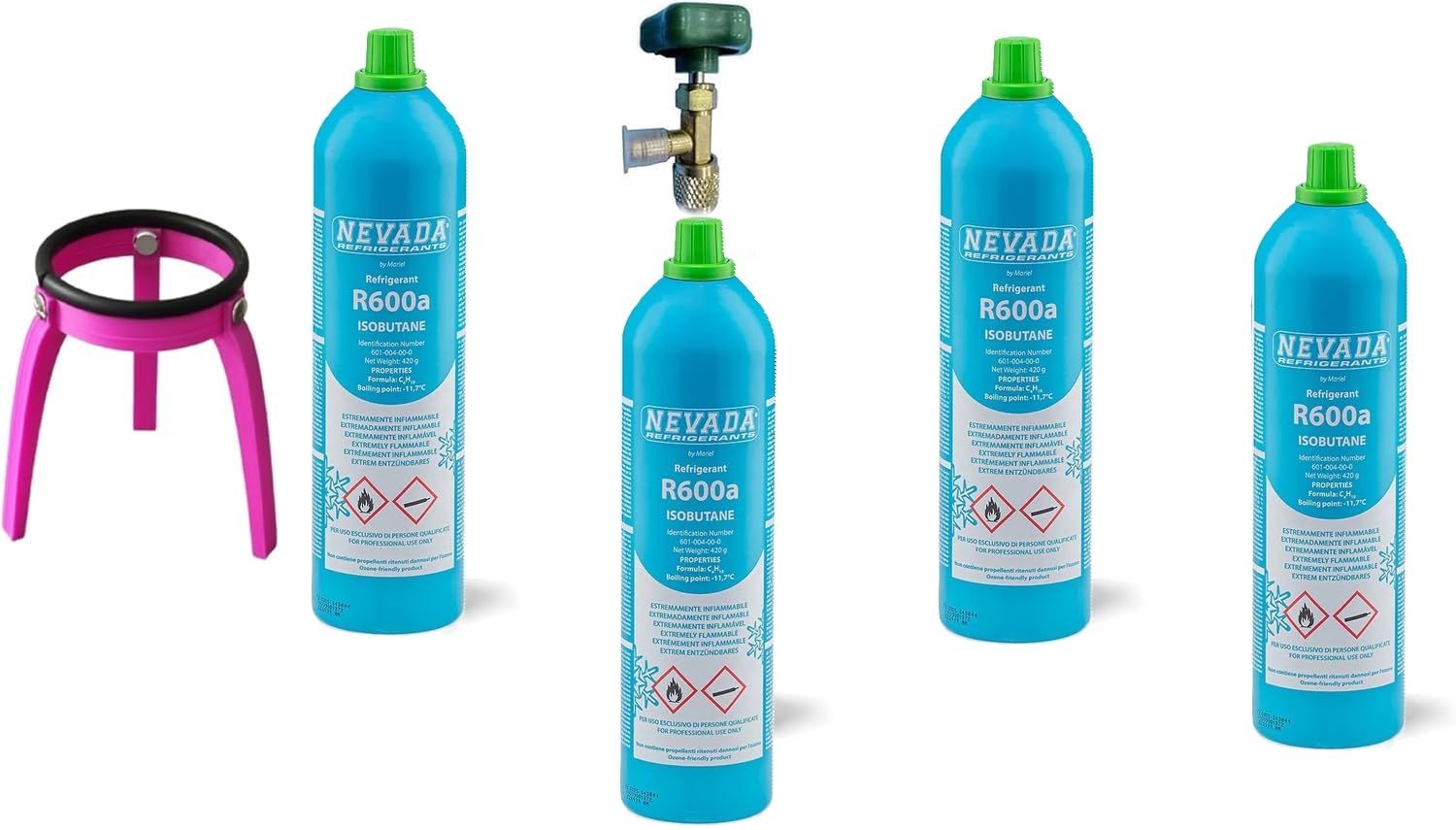 NR. 3 Bombolette Gas Refrigerante R600A - 420 Gr L'una, Per Frigo, Congelatore, Freezer