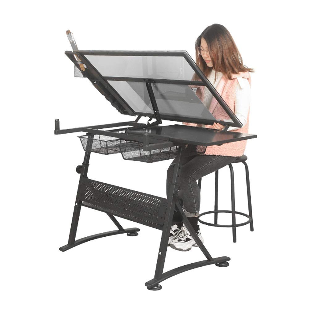 Buy Lgan Drafting Table with Storage, Height Adjustable Tiltable Art