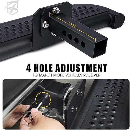 Miniatura 4 de Xprite Escalones de enganche de remolque de gran tamaño con cerraduras de enganche y tensor, enchufe receptor de remolque de 2 pulgadas, universal