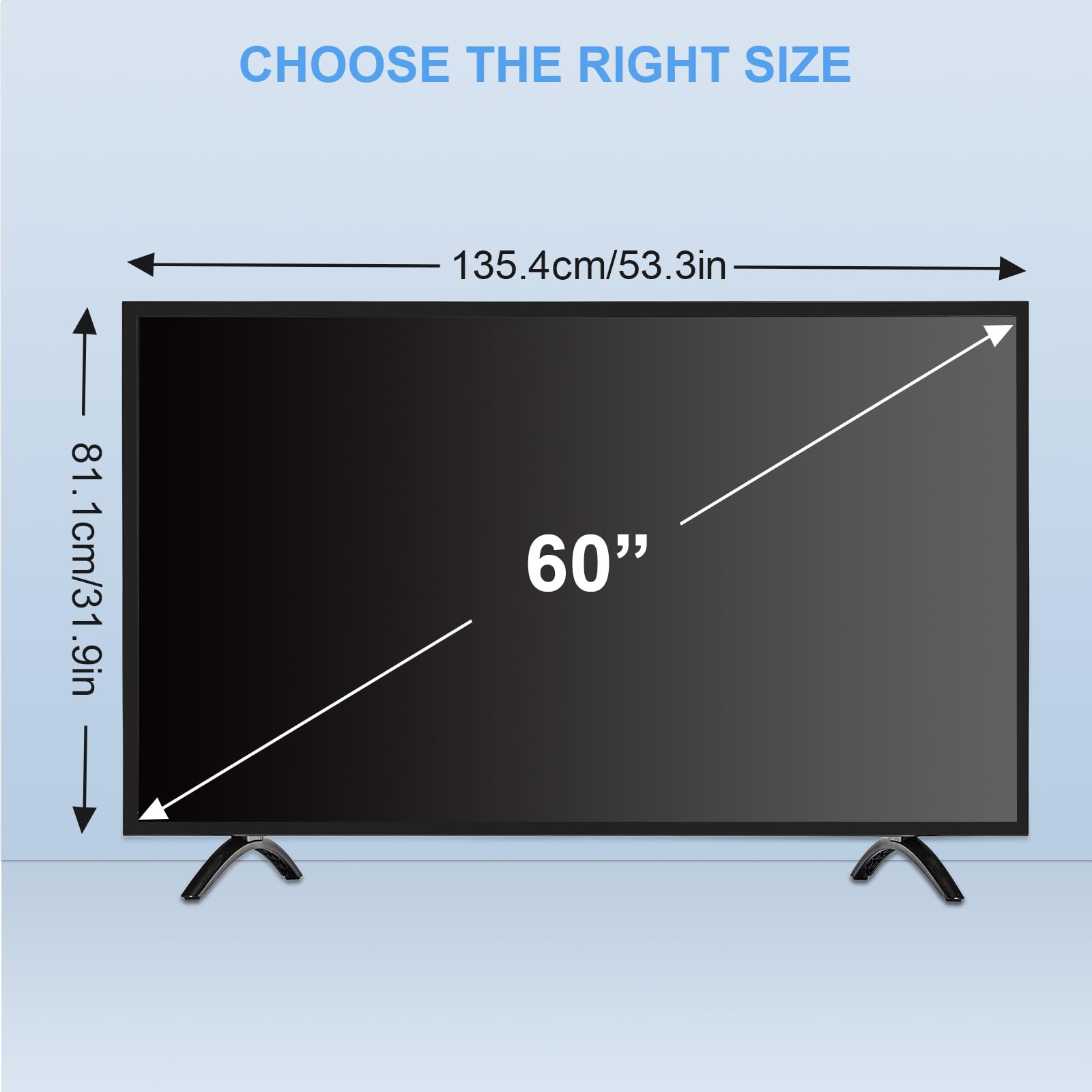 Qoosea Protector de Pantalla para TV de 60 Pulgadas - HD Claro, Panel Acrílico Protector para Pantallas de TV con Soporte de Un Punto o Dos Puntos, TV de Pared y Monitores de Ordenador
