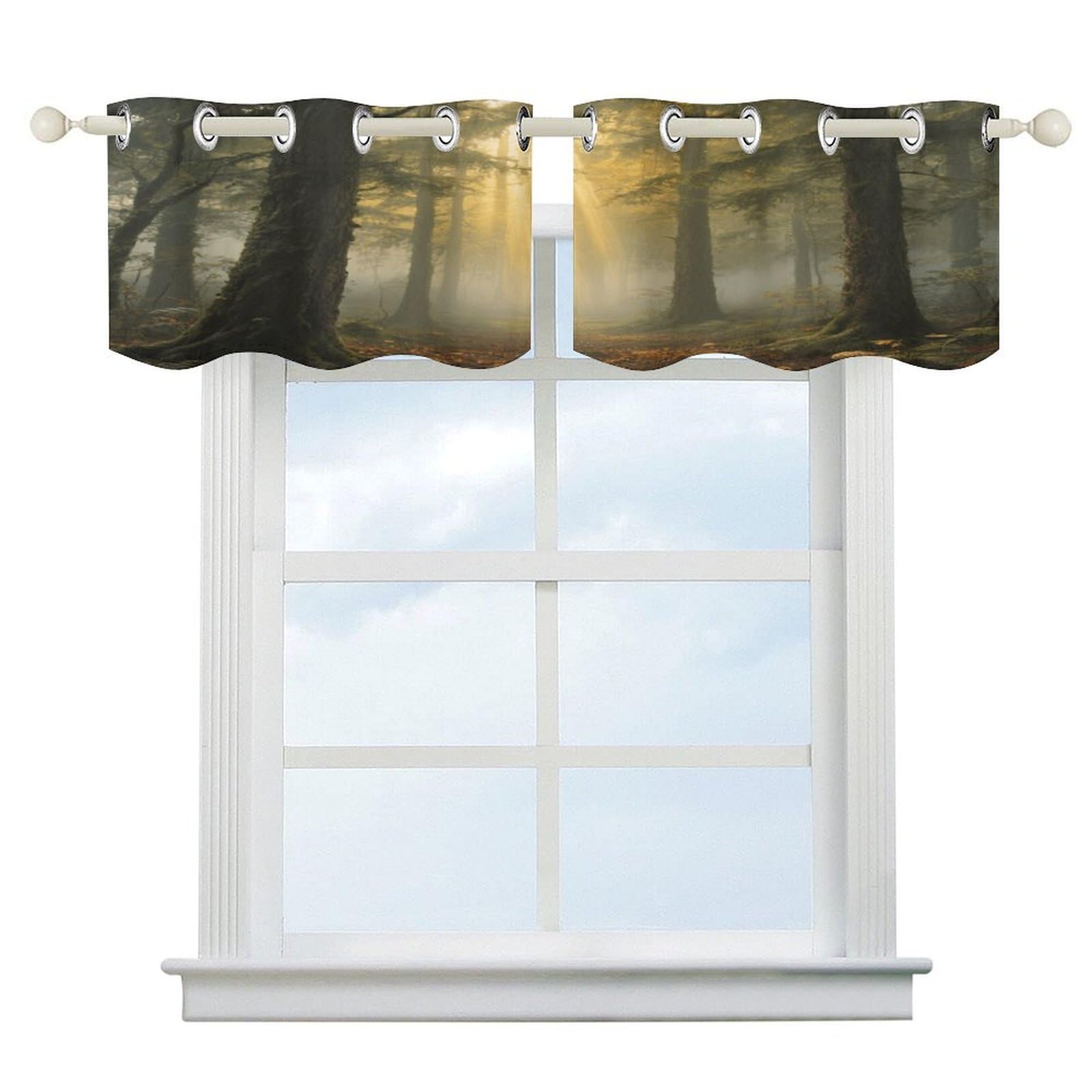 Fekiloot Style Mysterious Primeval Forest Short Curtains Valance Curtain