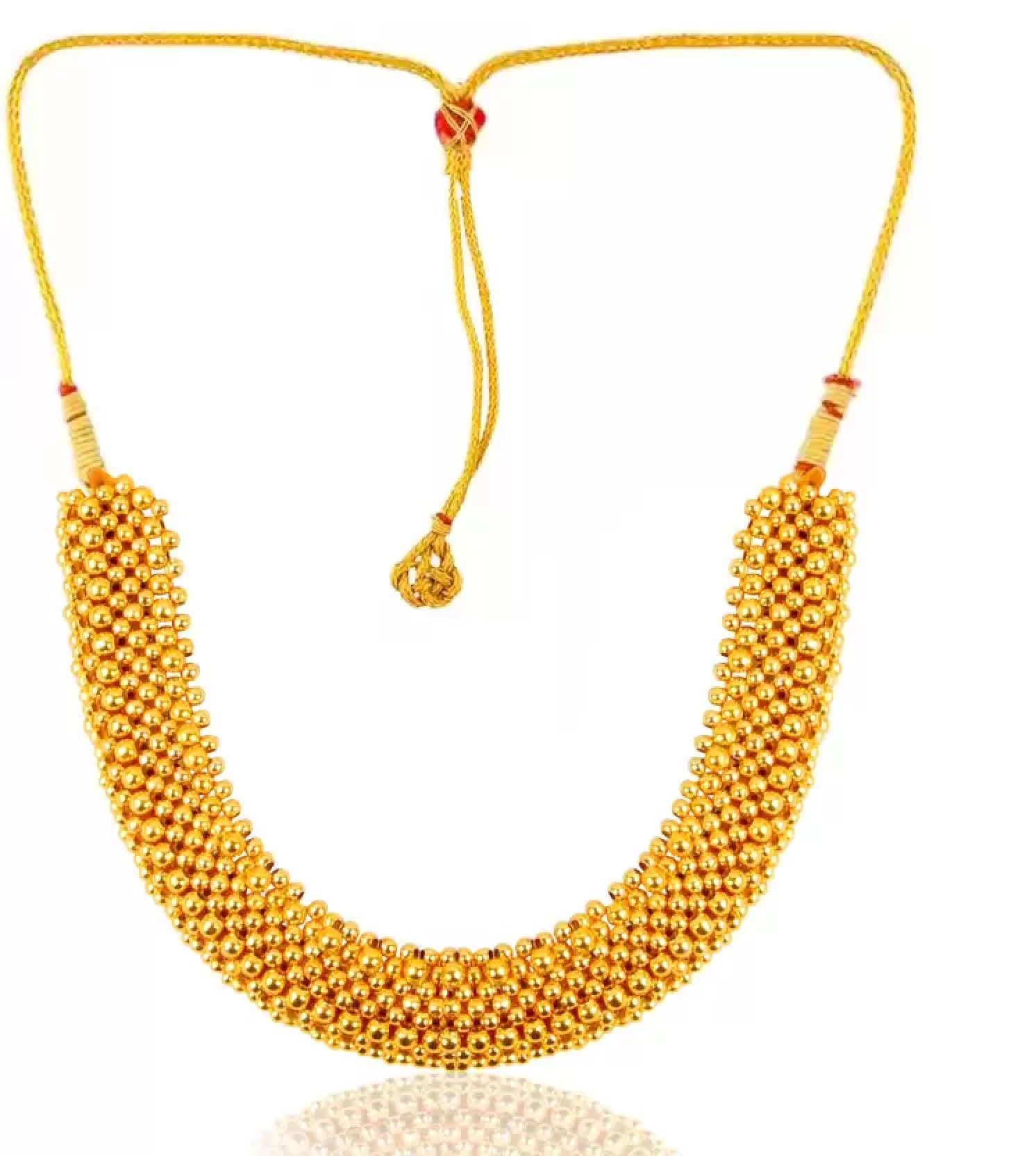 Lila Womens Traditional Wedding Maharashtrian Kolhapuri Thushi Necklace White Pearl Saaj Thushi Mangalsutra Pendant Locket Necklace Set Jewellery (B0CK4VV4N8) Amazon Price History, Amazon Price Tracker