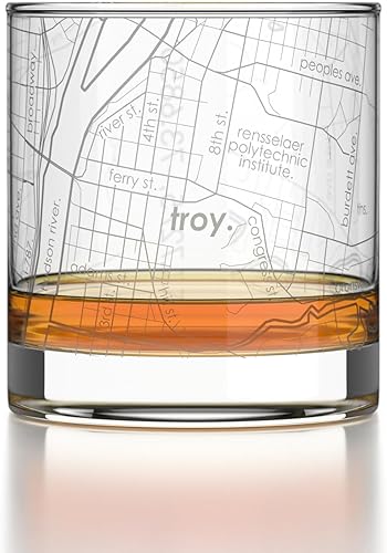Vista 100 de Well Told Vaso grabado de Washington DC Map Rocks, vidrio de whisky antiguo (11 onzas, transparente), regalo para los amantes del whisky 147-Claro