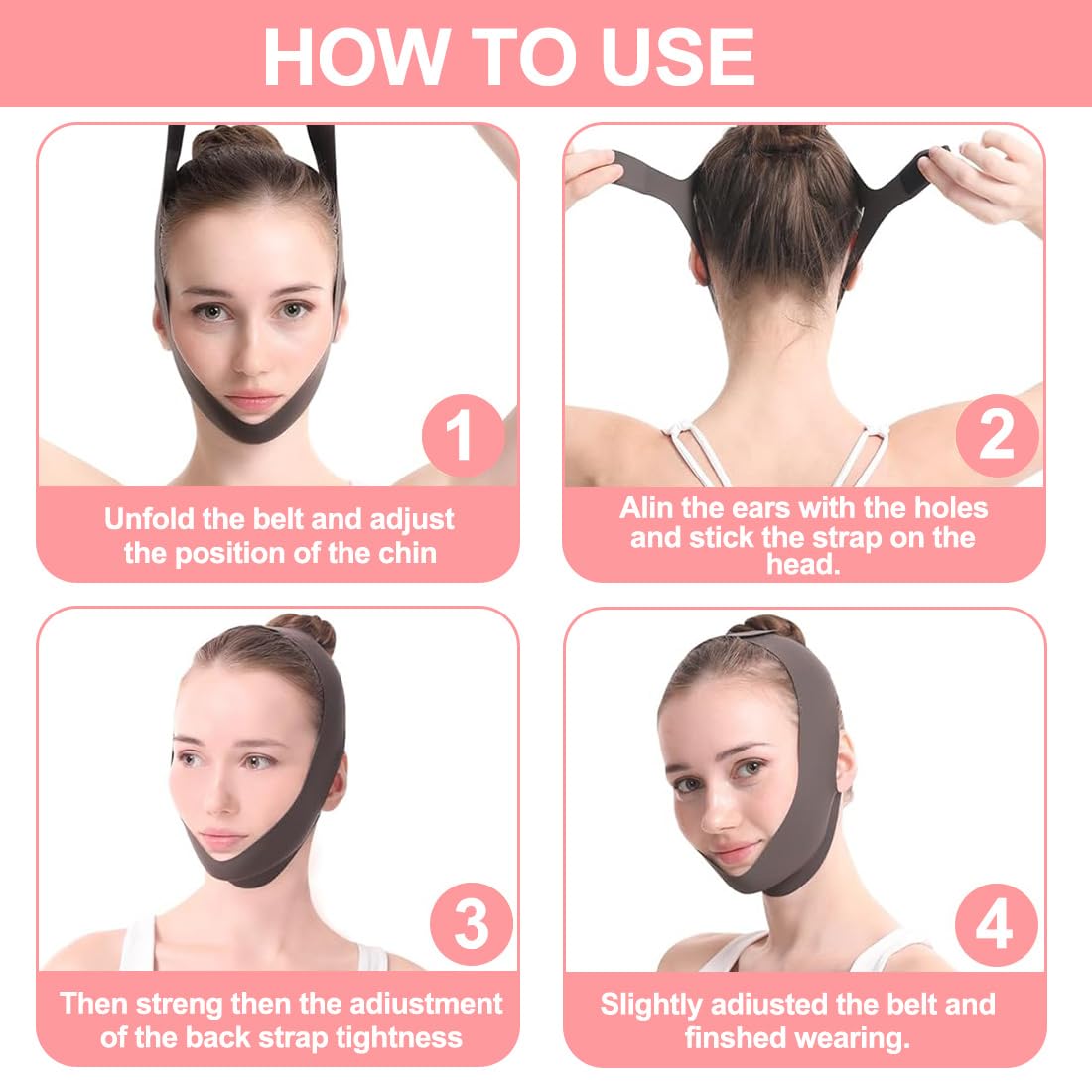 V Line Lifting Mask Doble Reductor de Barbilla Cinturón de Elevación de Estiramiento Facial Correa Facial Reutilizable y Ajustable,Se puede utilizar en cualquier momentos,negro