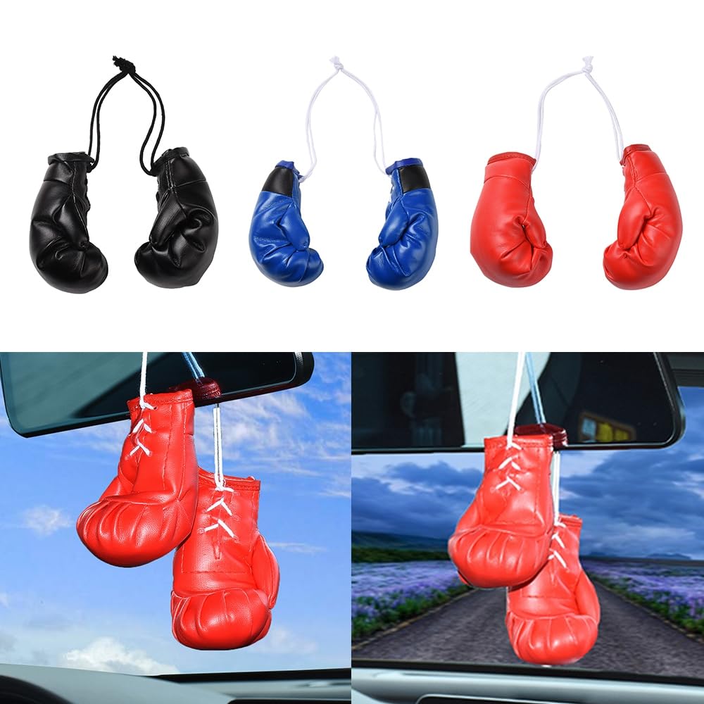 JSCARLIFE Mini guantes de boxeo para espejo de coche, guantes de boxeo en miniatura, recuerdos de fiesta de boxeo, adornos de Navidad, decoración colgante para el hogar, accesorios de coche, bolsa