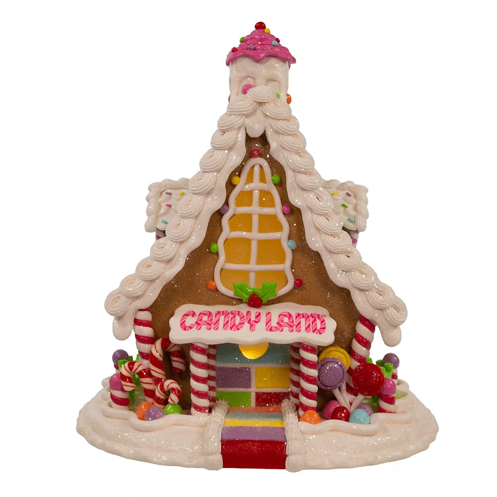 Kurt S. AdlerKurt Adler 11.5-Inch Battery Operated Lit Candyland Gingerbread House Table Piece, Multi Color