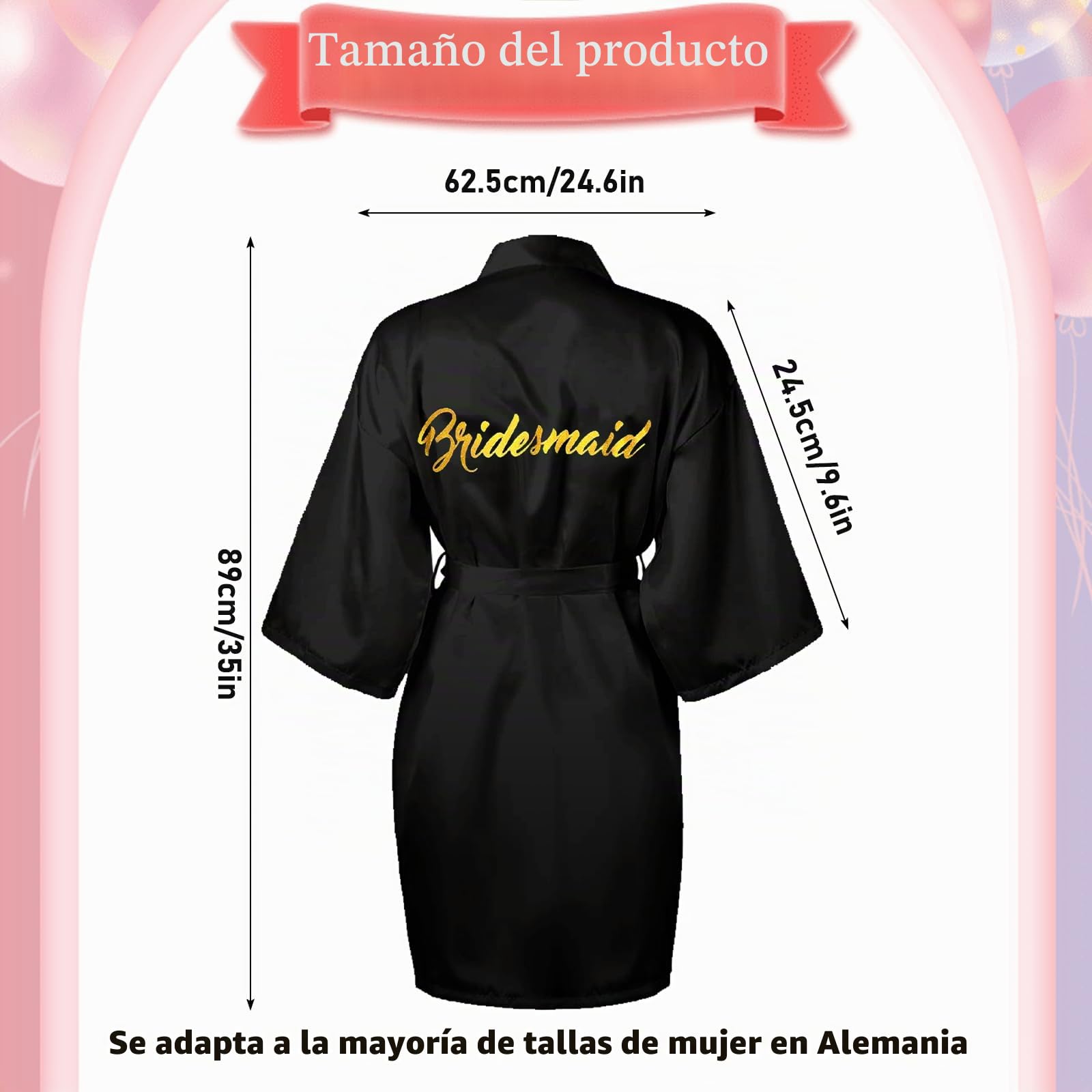 LYCN Albornoz de Novia de 6 Piezas para Mujer, Albornoz de Satén con Bordado Dorado para Novia y Dama de Honor, Regalo para Despedida de Soltera, Pijama para Fiesta en la Piscina (5 Blanco 1 Negro)