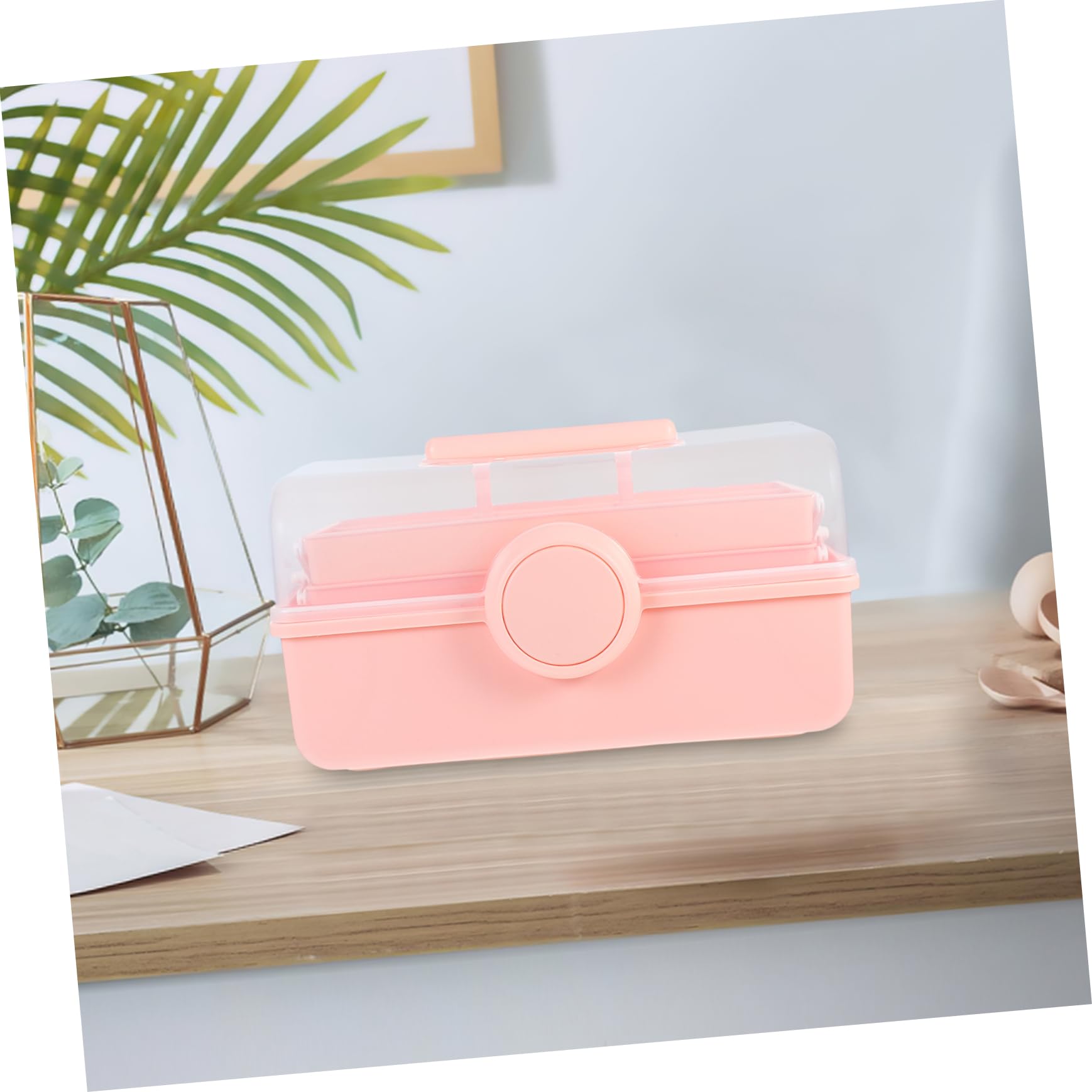 Scatola Organizer Cosmetici da Tavolo Rosa, Grande Capacità