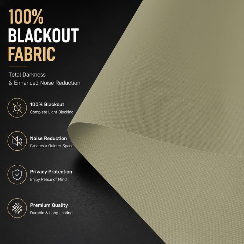 Image of 100% Blackout Roller Blind for Windows|Room Darkening & Privacy Protection Window Shade Blinds|Home, Bedroom, Living Room & Office|Beige, 4X4 Feet, Pack of 1