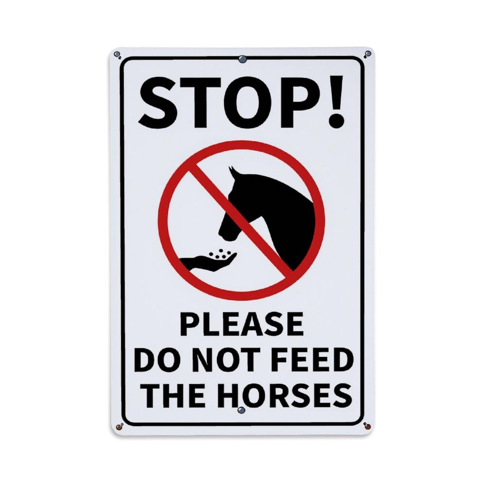 Enderetf Vintage Stop Please Do Not Feed Horses Tin Sign Metal Poster, Home Bar Garage Man Cave Cafe Indoor & Outdoor Wall Decoration 8X12inches