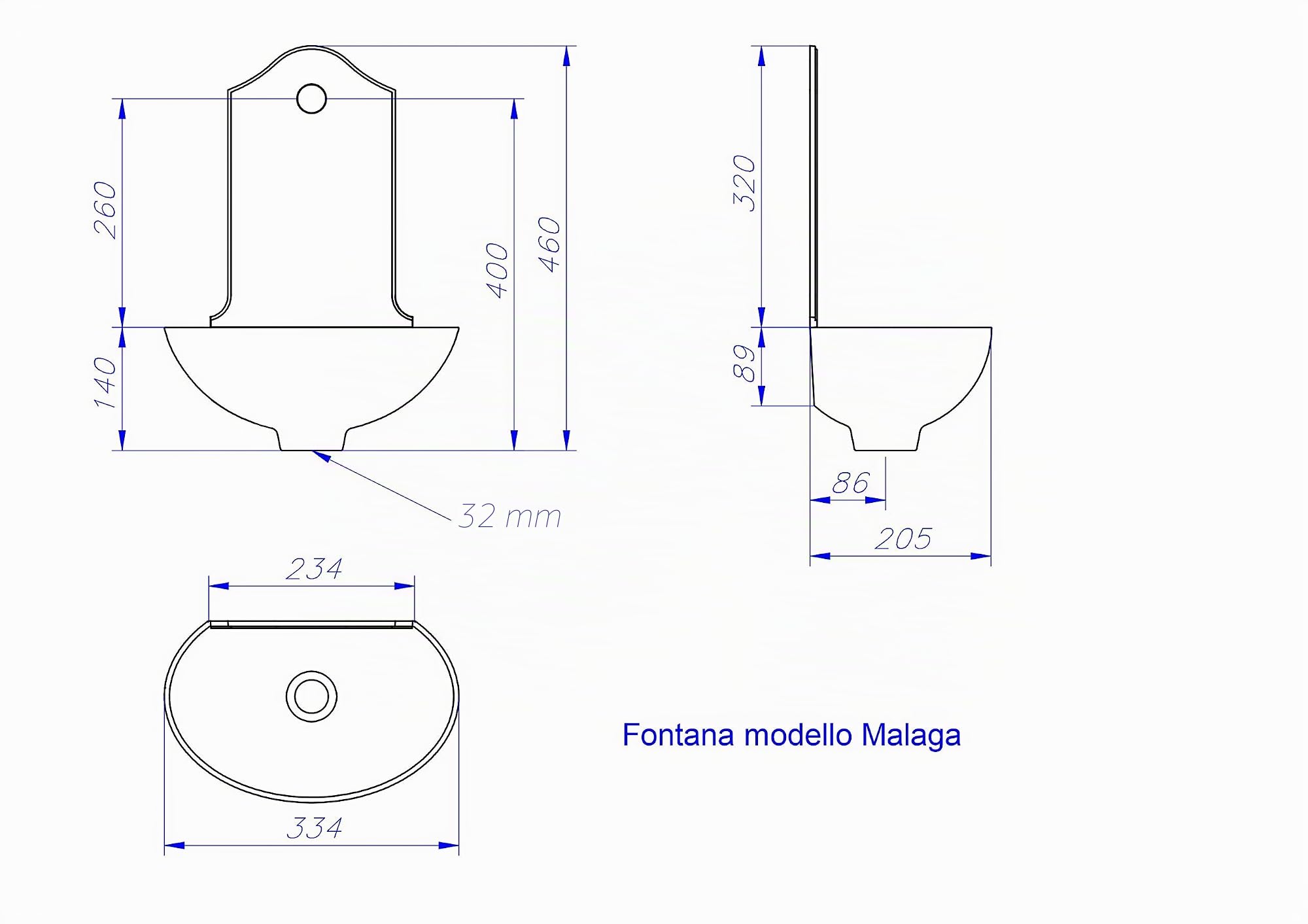 Fonderia Bongiovanni | Gartenbrunnen | Wandbrunnen | Modell Malaga | mit Wasserhahn Messing poliert 303L | Haus Garten | Gartenbrunnen Outdoor