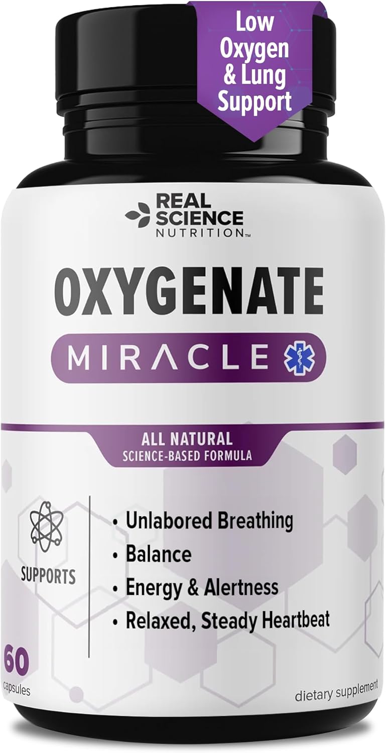 Real Science Oxygenate Miracle – Daily Lung & Circulation Support Supplement for Breathing Comfort and Energy – Supports Respiratory Function and Overall Wellness, 60 Caps