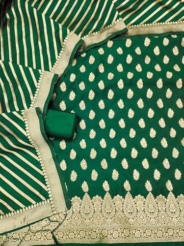 Image of DEVANGI Women's Banarasi Silk Unstitched Salwar Suit Dress Material With Dupatta