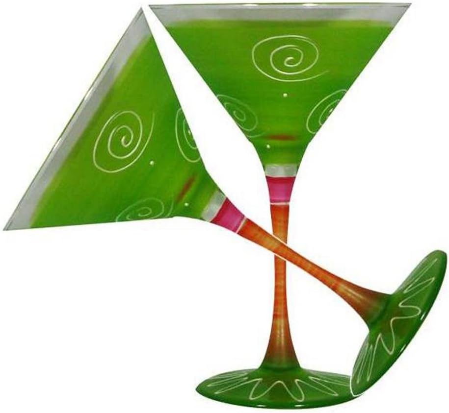 Hand Painted Martini Glasses Set of 2 - Peruvian Splendor Turquoise Collection - Hand Painted Glassware by USA Artists - Unique and Decorative Martini Glasses, Kitchen Table Décor