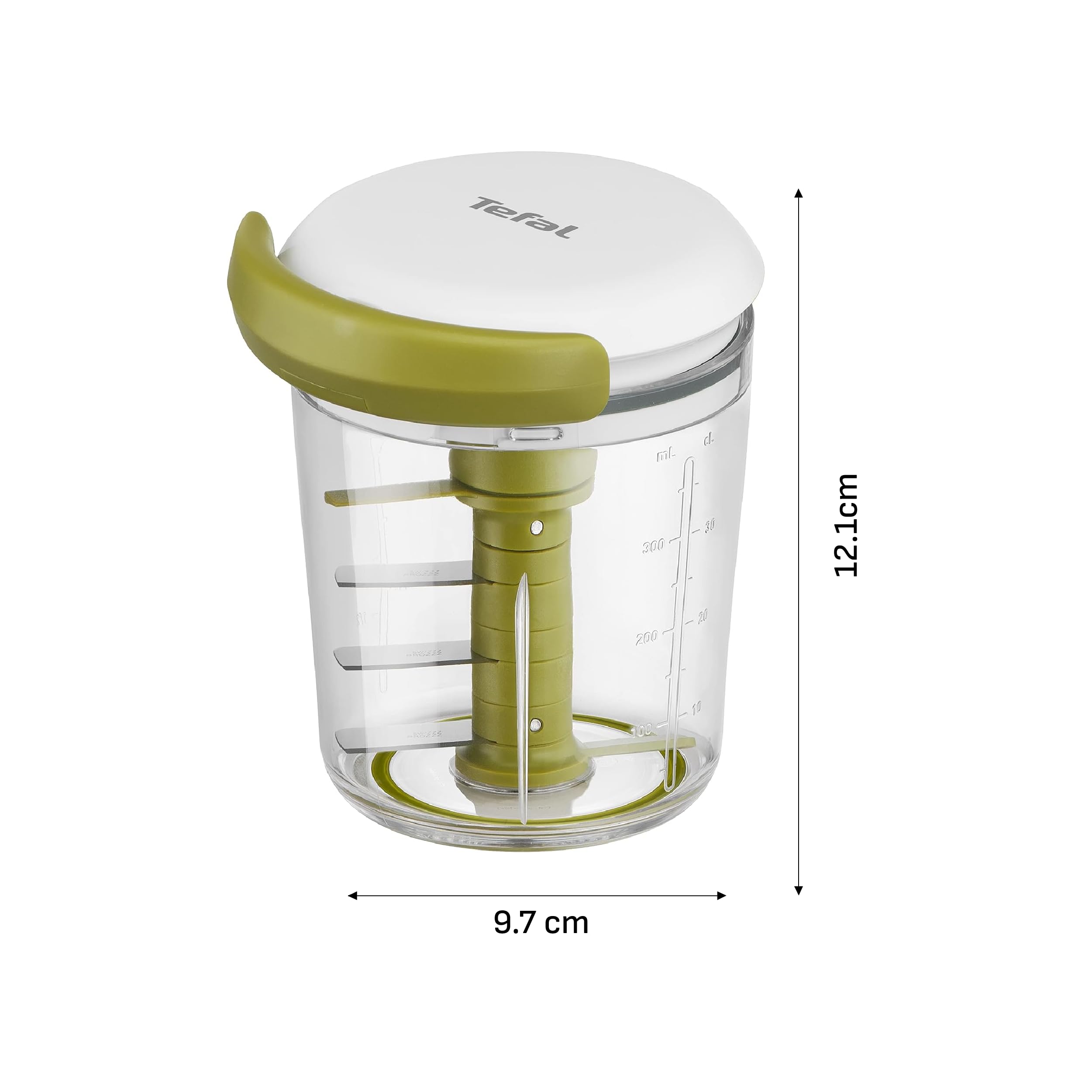 Tefal 5 Second Chopper Shaker K16441-5 secondi, tritatutto manuale da 450 ml, tritato grossolano, medio e fine, lame in acciaio inox, senza elettricità, base antiscivolo e facile da pulire