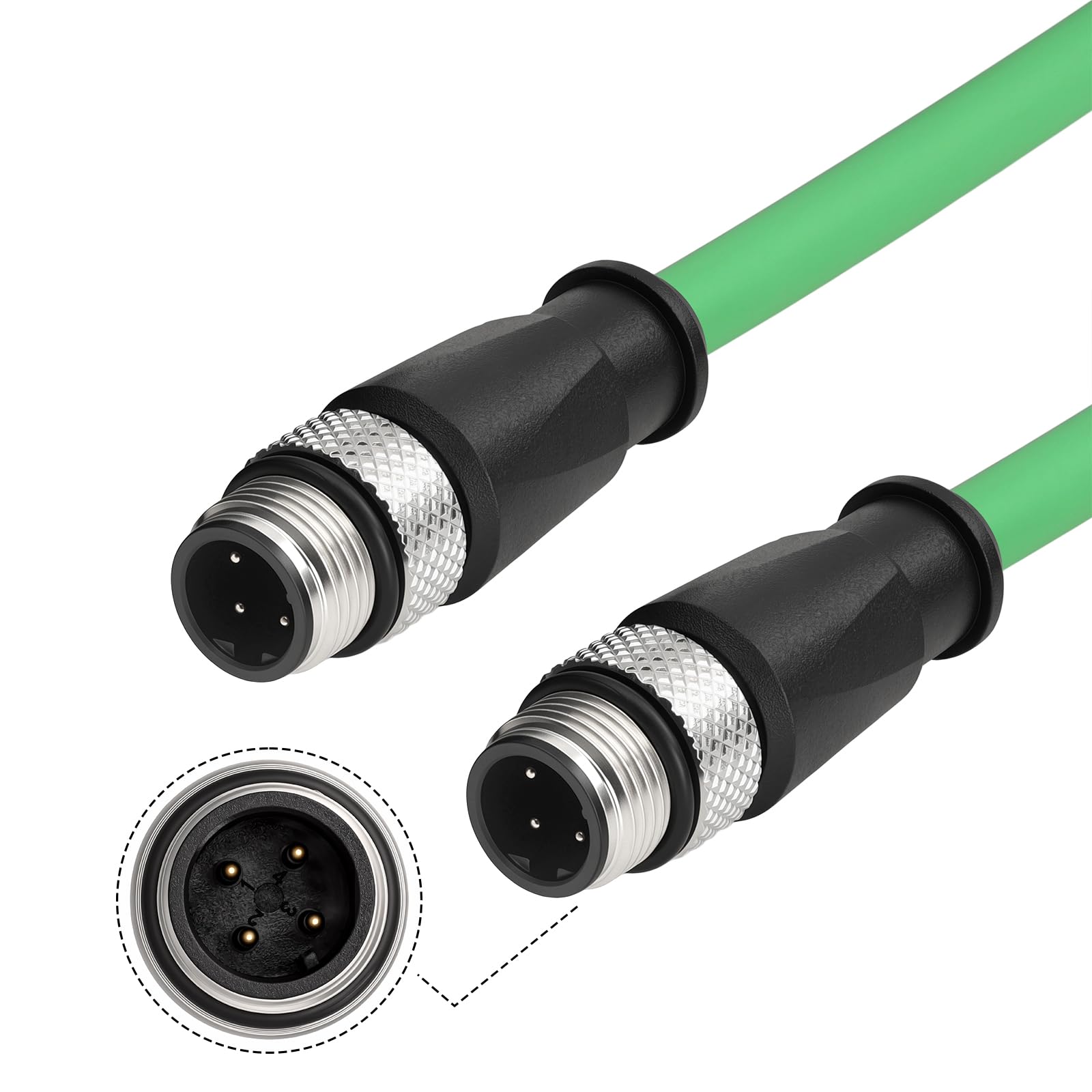 M12 4-pinowy kod D do M12 4-pinowy kod D męski ekranowany kabel Enthernet Cat5 do kamery przemysłowej (5 m)