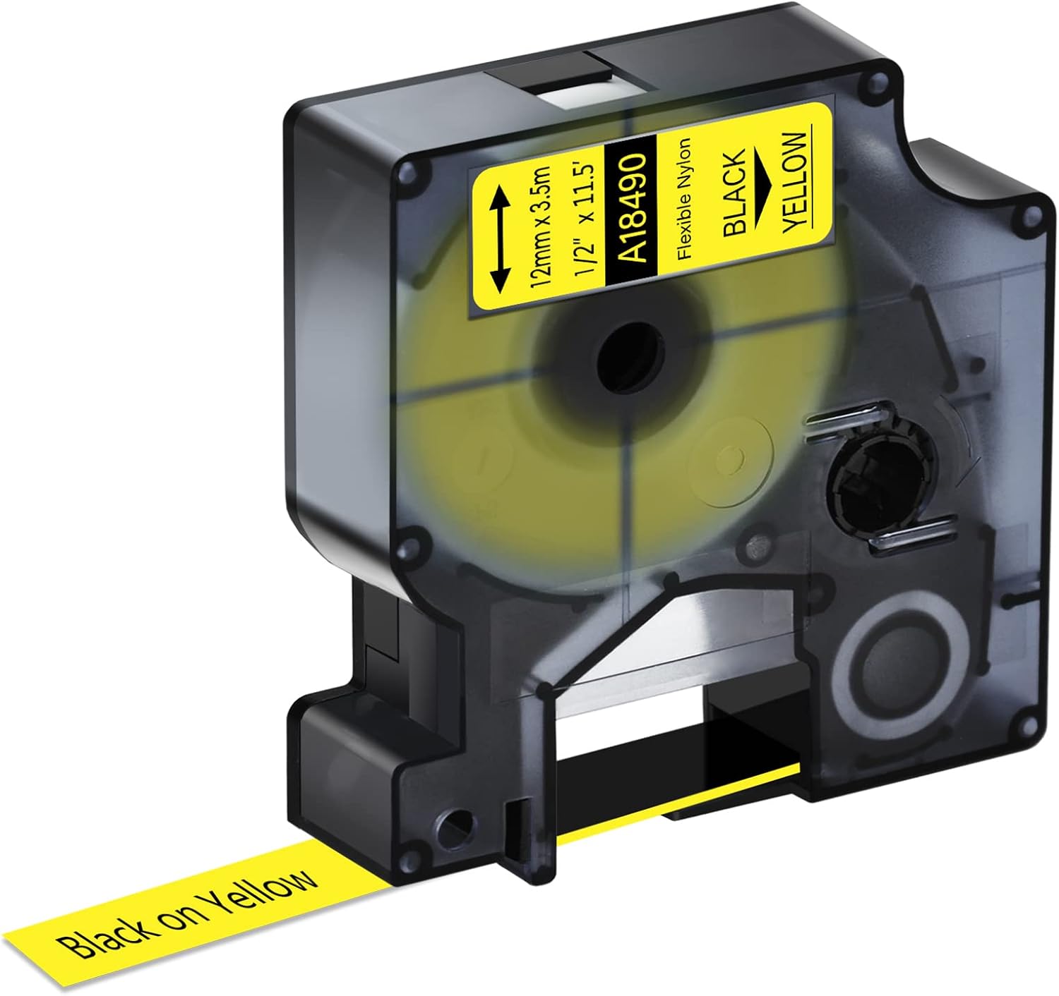 30 Pack Compatible for Dymo Rhino 18490 1/2'' x 11.5' Black on Yellow Flexible Nylon Industrial Label Tape Rhino 1000 3000 4200 5000 5200 6000 and 3M Label Makers