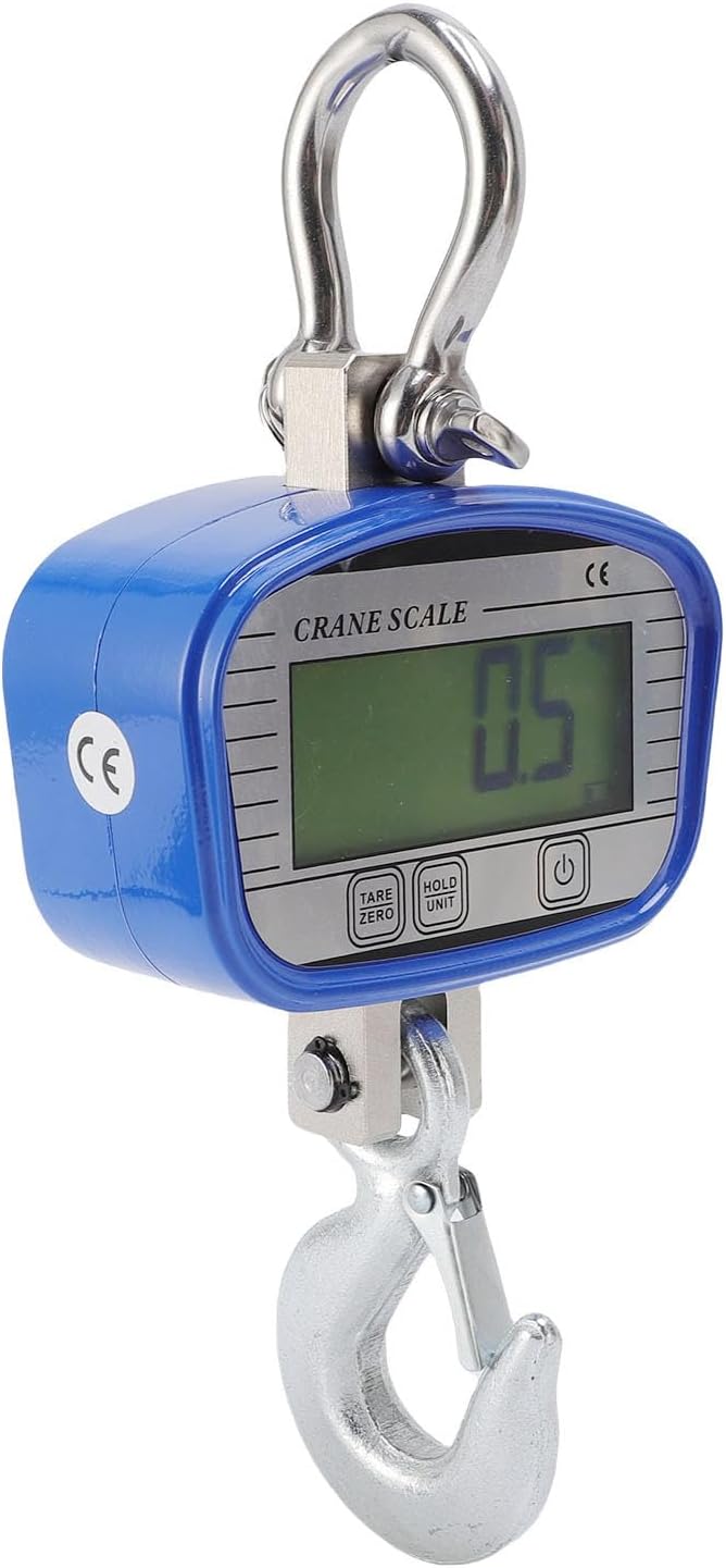 Digital Crane Scale 1500kg, High Precise LCD Backlit Remote Control Hanging Scale with Stainless Steel Hook, for Industrial Farm Fishing Construction