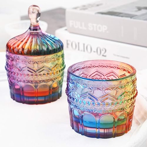 Miniatura 2 de iSuperb 4 moldes de resina para cajas de almacenamiento de baratijas con 2 tapas de silicona, moldes de fundición de epoxi UV para manualidades,