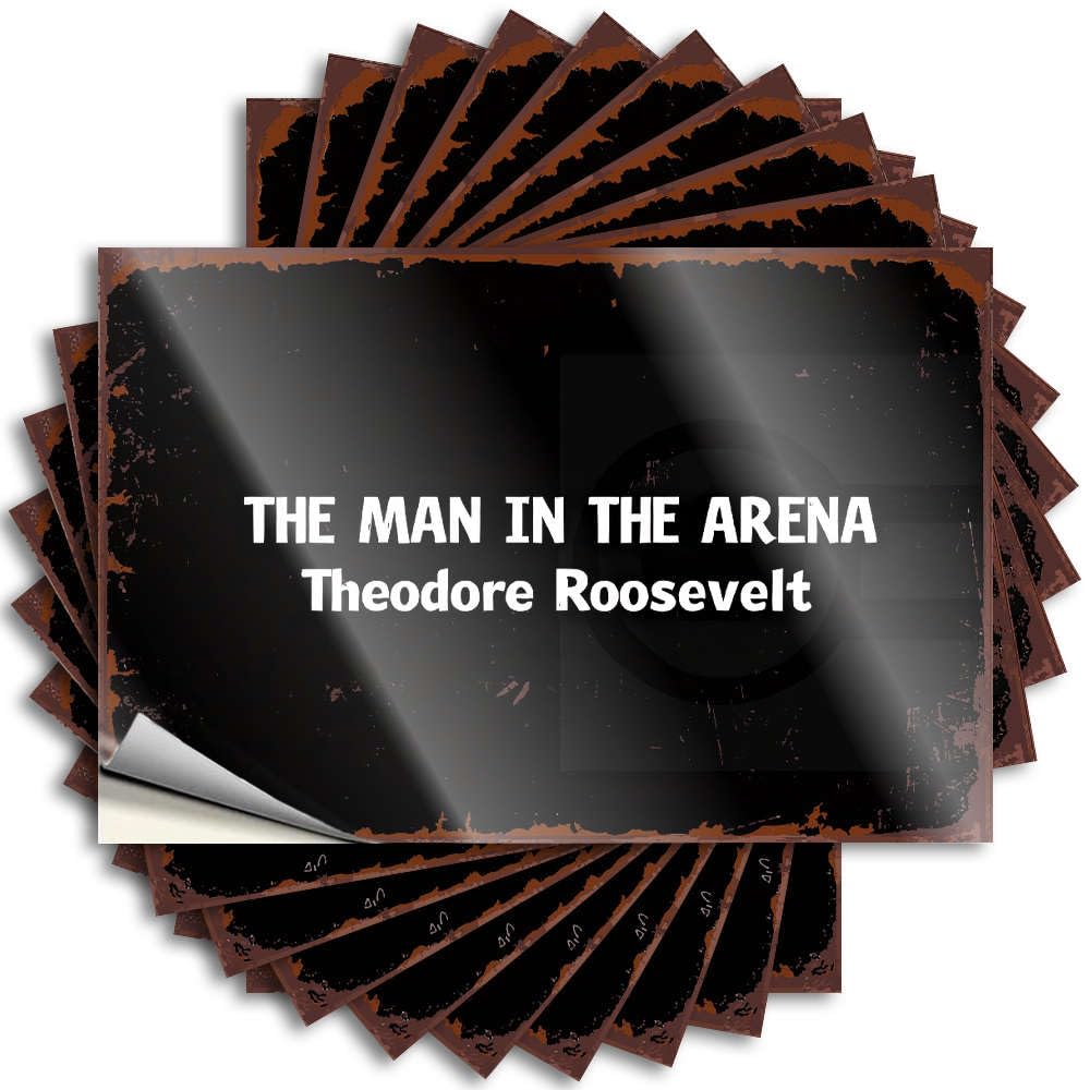 The Man in The Arena - Theodore Roosevelt Tattoo Camping Decorations | Neutral Hat Removable Decal Pack(12X18CM)