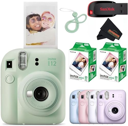 Miniatura 7 de Fujifilm Instax Mini 12 cámara instantánea Blossom Pink con unidad flash USB Sandisk de 32 GB + paquete de película Fujifilm Instax Mini de 40