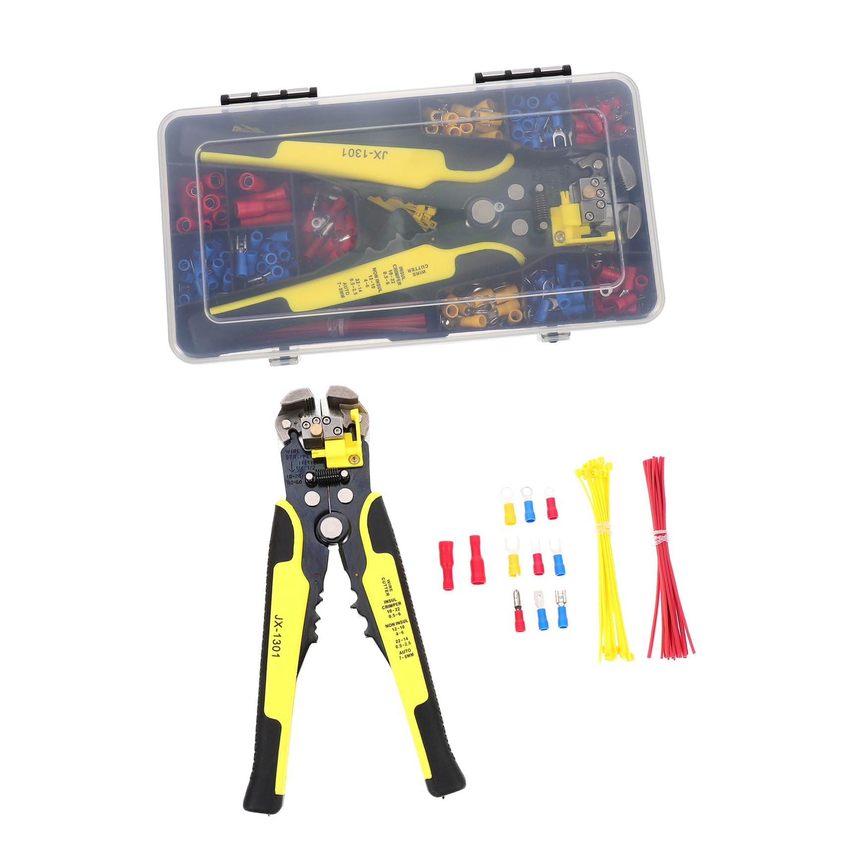 Pinza Crimpatrice Professionale a Cricchetto, Set 1 Pezzo | Terminali Filo, Giallo, Nylon Rame Acciaio, Riparazioni Elettriche Domestiche e Auto