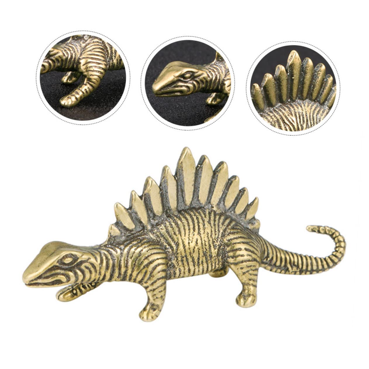 ZXQUEGF Mosiężna ozdoba dinozaura figurki Dekoracje dla dzieci Metalowa rzeźba Mosiężna ozdoba dinozaura Miniaturowe figurki Wystrój antyczny Rampy samochodowe Wytrzymałe akcesoria biurowe Biurko