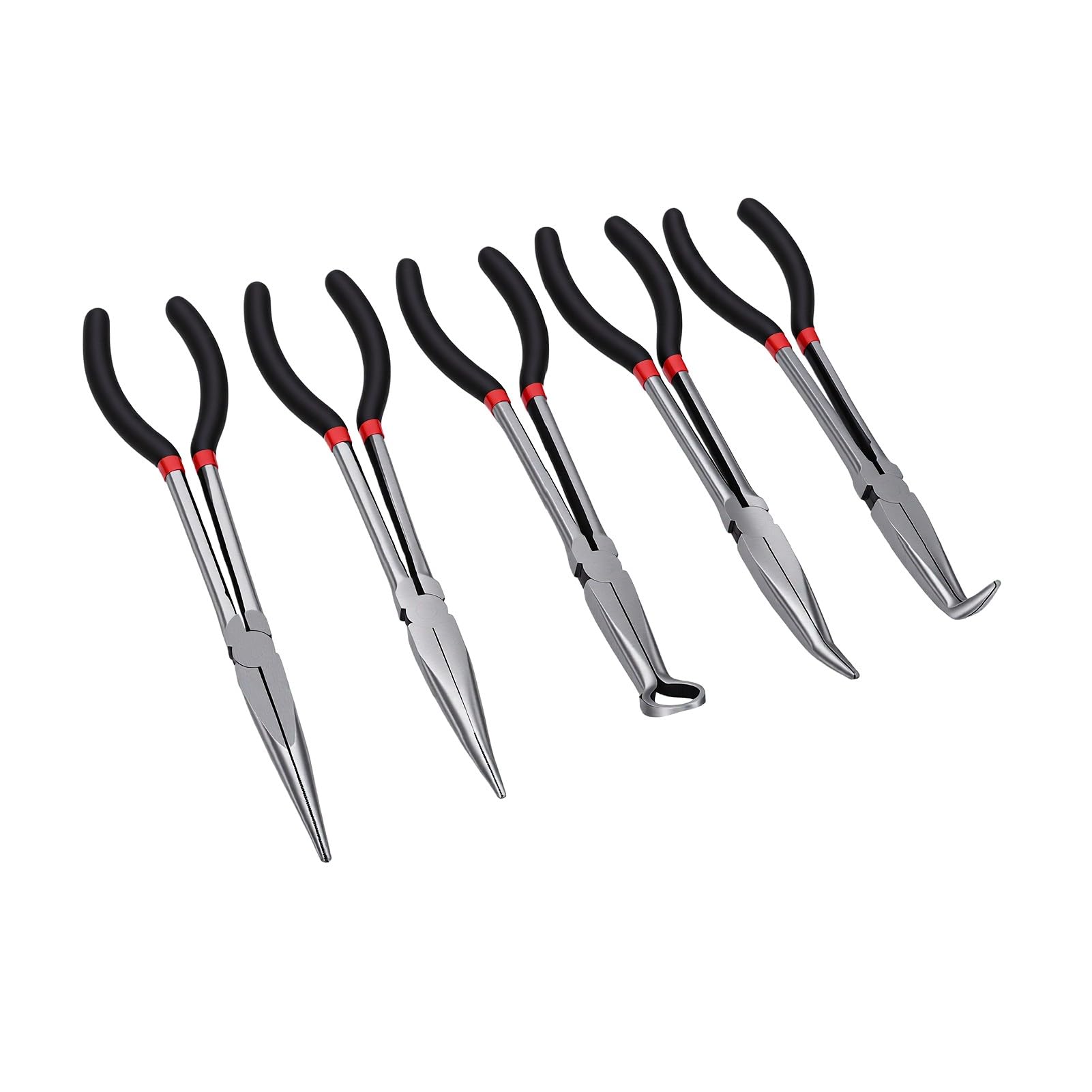 Aramox Pinze a Becchi Lunghi Estesi 11 Pollici Set 5 Pezzi Dritto Curvo