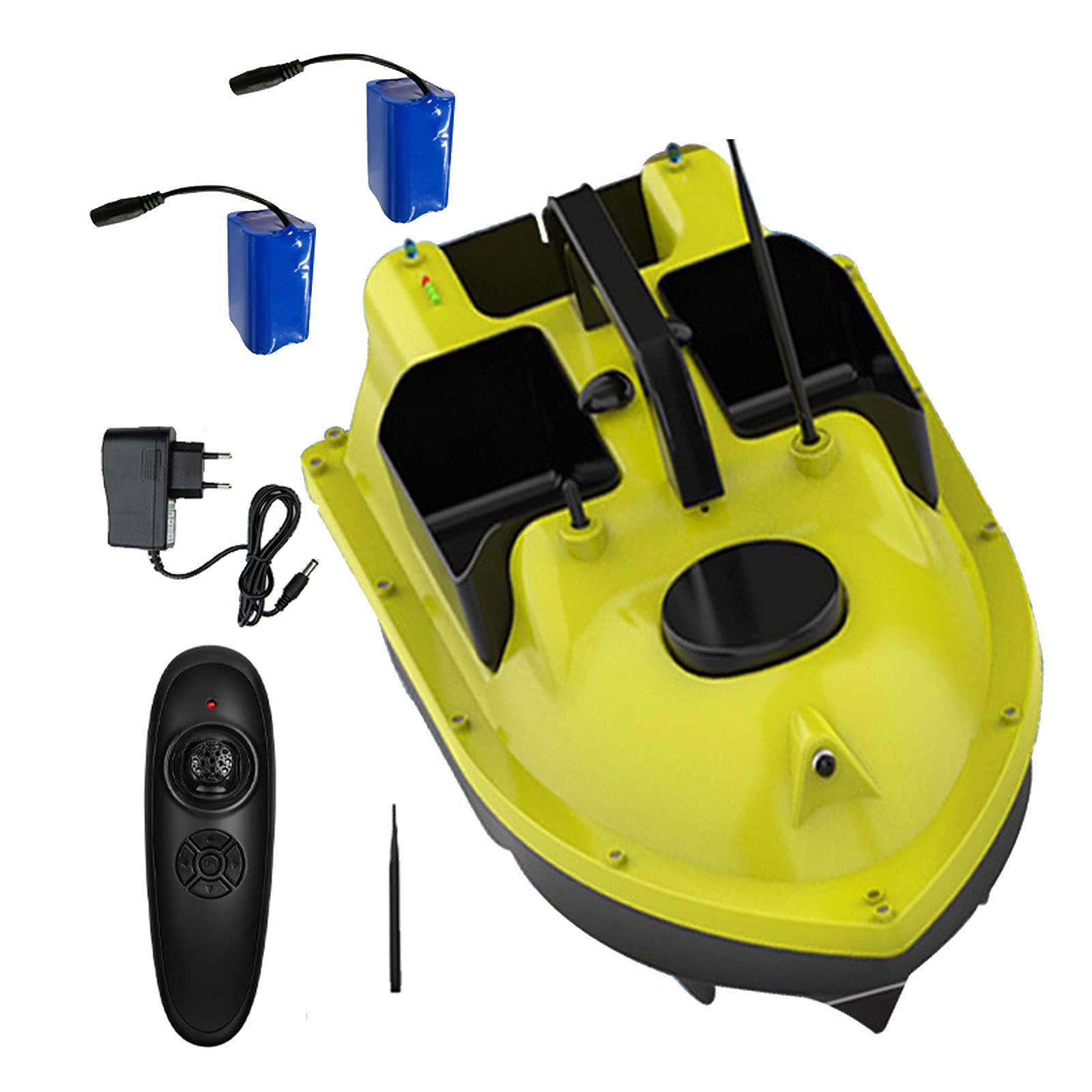 Barco Cebador para Pesca, Barco Cebador con 3 Contenedores de Cebo, Barco Cebador Carpfishing para Entusiastas de La Pesca, Una Tecla para Iniciar el Control de Crucero, 5200mAh