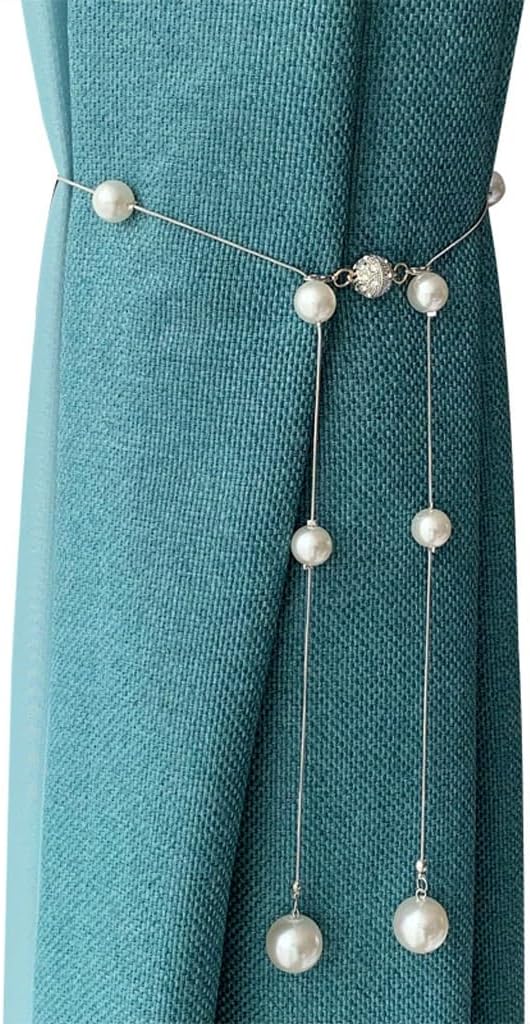 FMURY Pearl Curtain Strap Magnetic Binding Strap Adjustable Size Soft Decorative Curtain Buckle