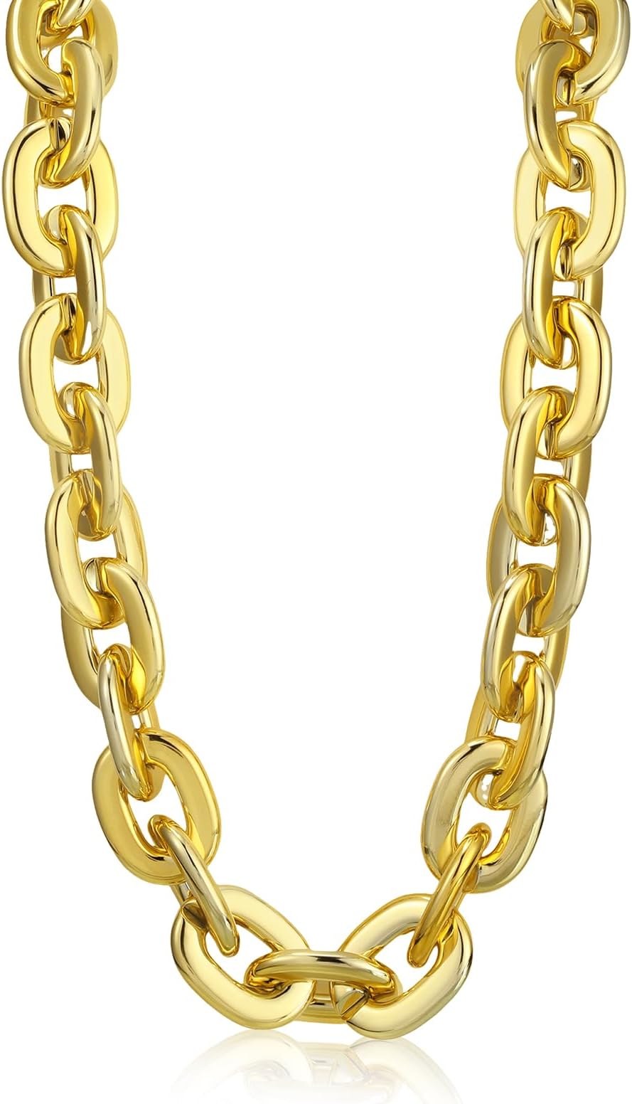 Plastic Chain Necklace Chunky Big Fake Necklace Hip Hop Rapper Giant Turnover Chain Costume for Halloween