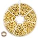 BEADNOVA Gold Plated Open Jump Rings 3mm 4mm 5mm 6mm 7mm 8mm Box Set with Plastic Container For Jewelry Making (1500pcs Box Set)