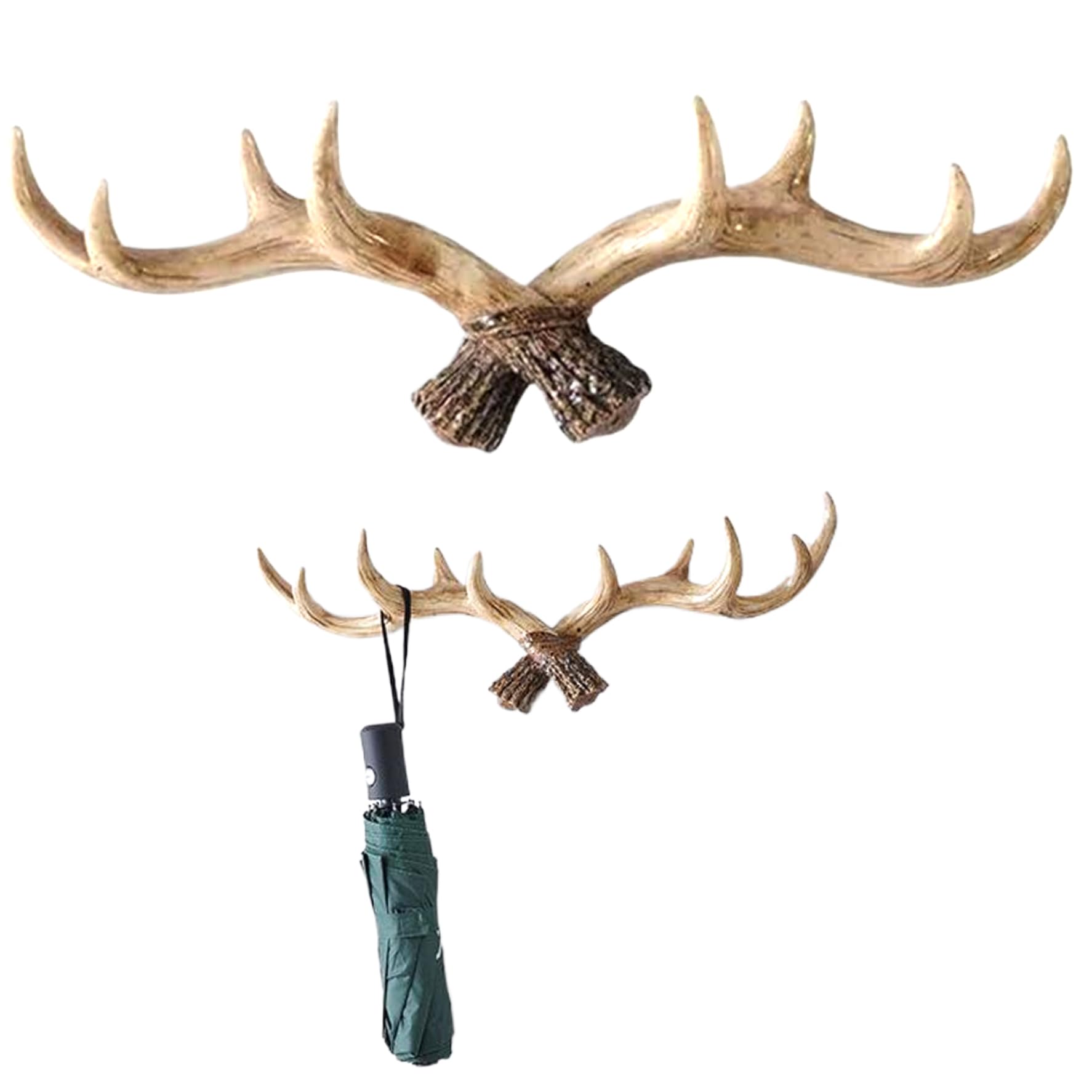 Ferricult As Shown Antler Coat Rack, 11X4x2 Inch Vintage Simulation Antler Decor, Wall-Mounted Hooks, Resin Deer Hook, For Jewellery Display Bathroom Towels Supplies, Home Décor