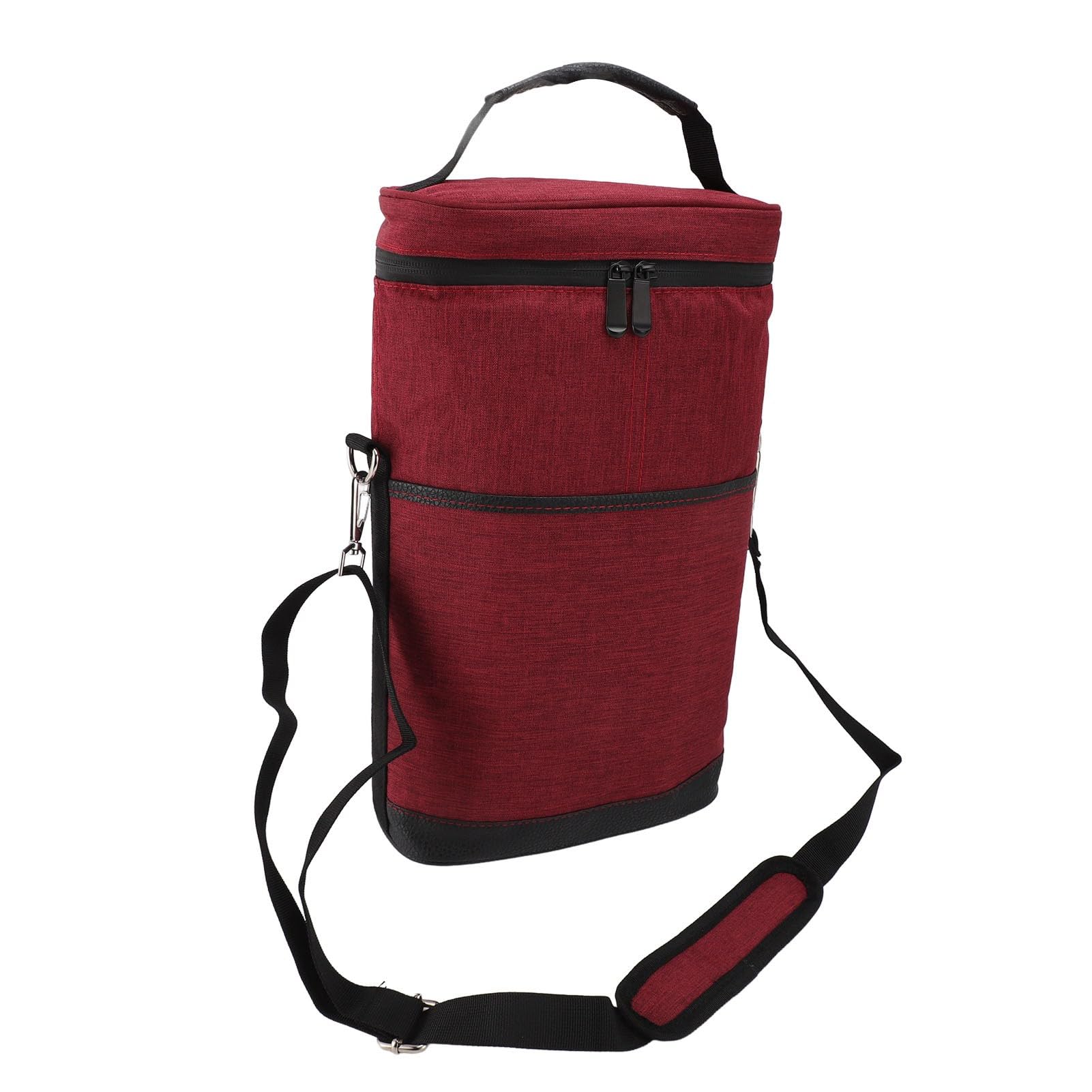 SIXRUN Sac Isotherme pour 2 Bouteilles de Vin en Toile avec Doublure étanche et Design rembourré isolé 38 X 23 Cm, étui à Vin Portable pour Voyage, Pique-Nique, Fête, Camping (Rouge)