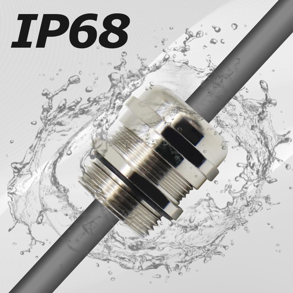 MAKERELE NPT 3/4" Nickel-Plated Brass Waterproof Cable Glands, 4pcs Adjustable 13-18mm Weather-Tight Strain Relief Connectors