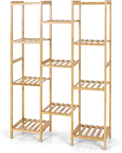 Miniatura 9 de Safstar - Estante de bambú para plantas de 11 niveles soporte independiente para macetas de flores soporte para plantas para interiores y exteriores